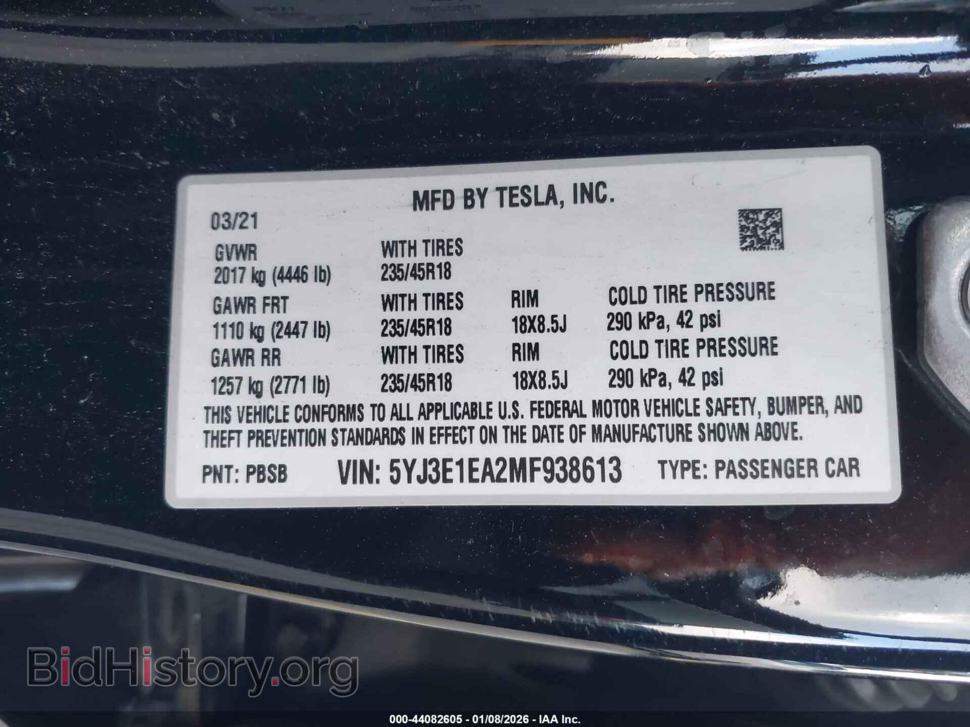 2021 TESLA MODEL 3 - VIN: 5YJ3E1EA2MF938613 - Photo 9