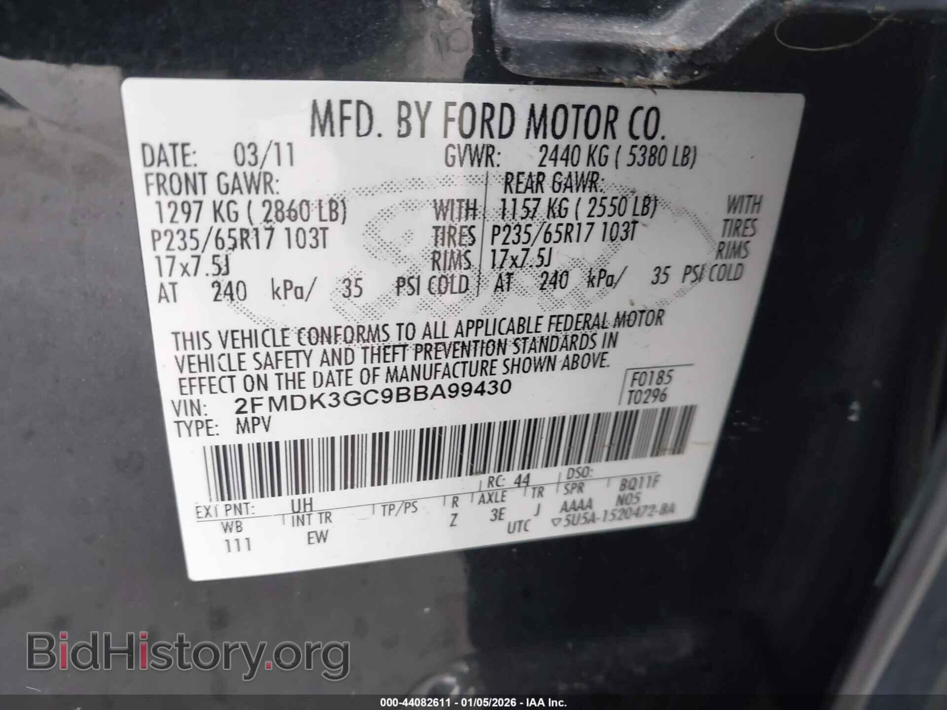 2011 FORD EDGE - VIN: 2FMDK3GC9BBA99430 - Photo 9