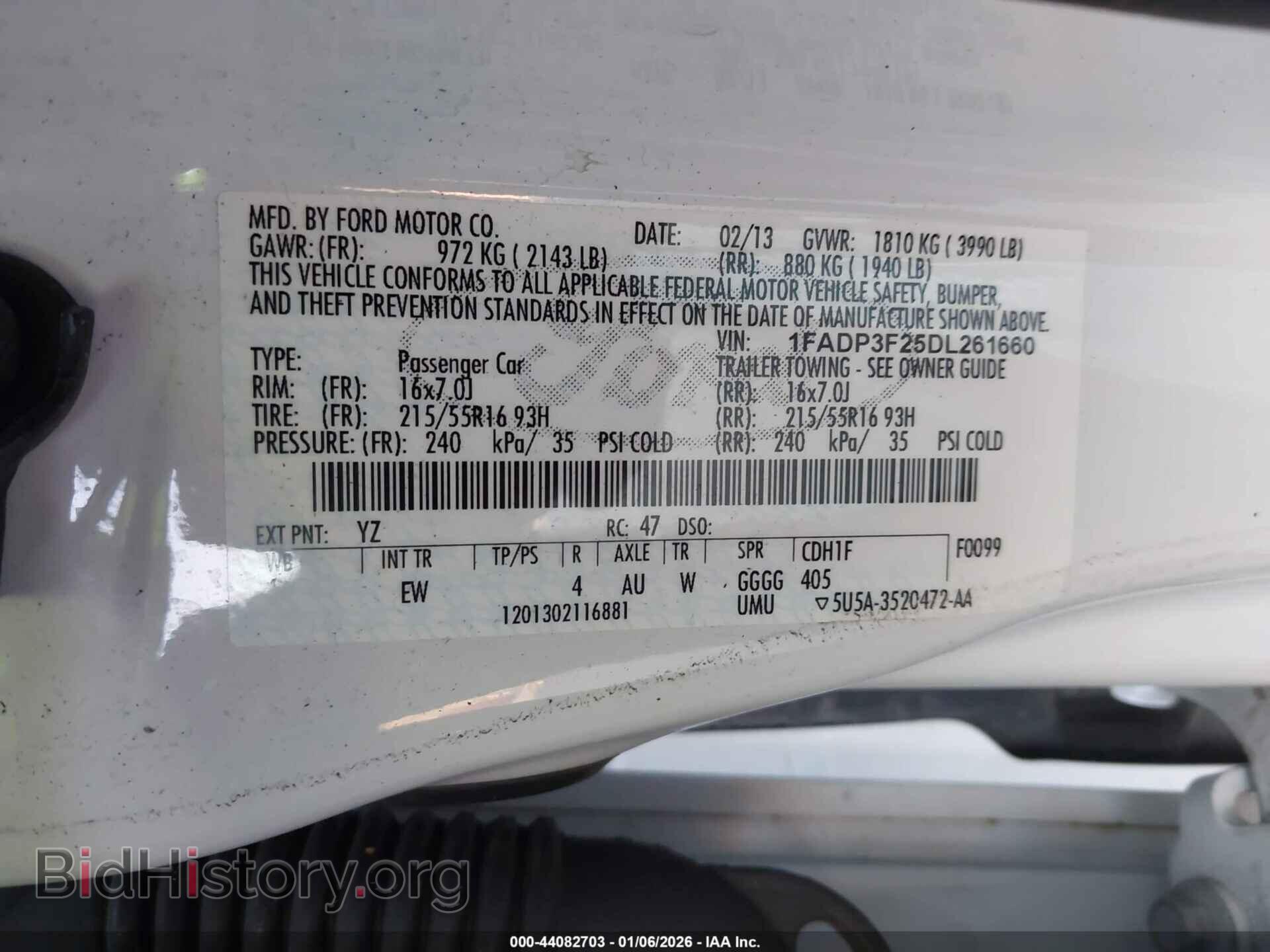 2013 FORD FOCUS - VIN: 1FADP3F25DL261660 - Фото 9