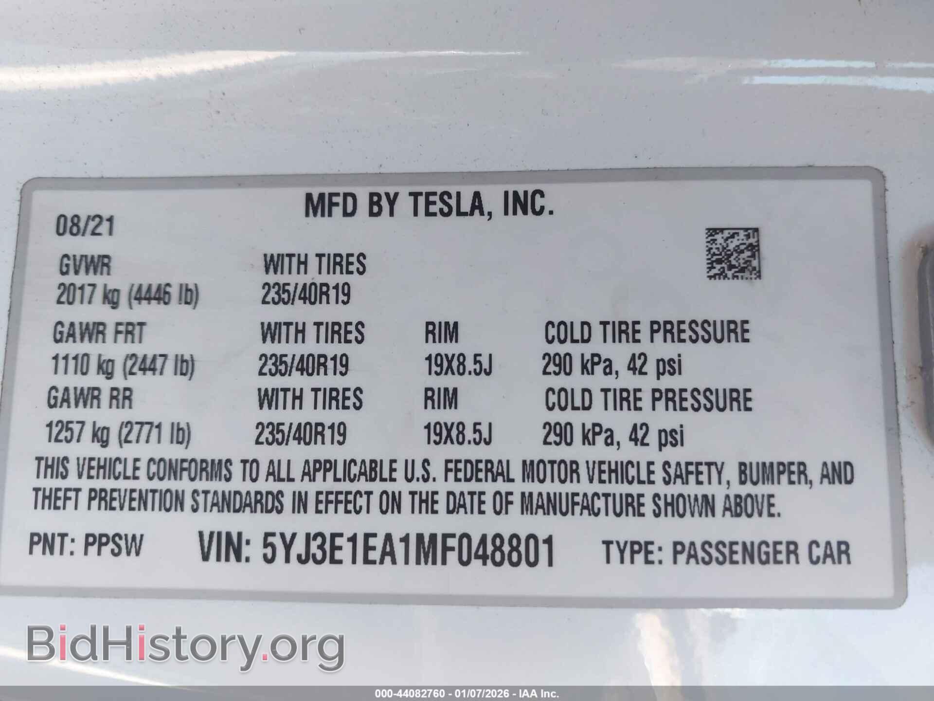 2021 TESLA MODEL 3 - VIN: 5YJ3E1EA1MF048801 - Photo 9