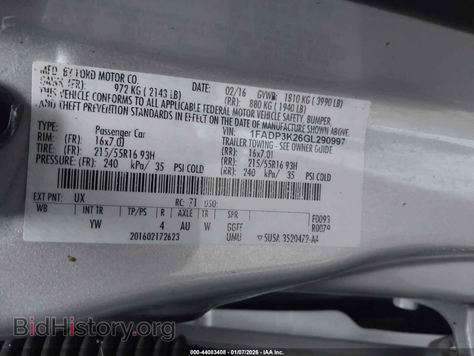 2016 FORD FOCUS - VIN: 1FADP3K26GL290997 - Фото 9
