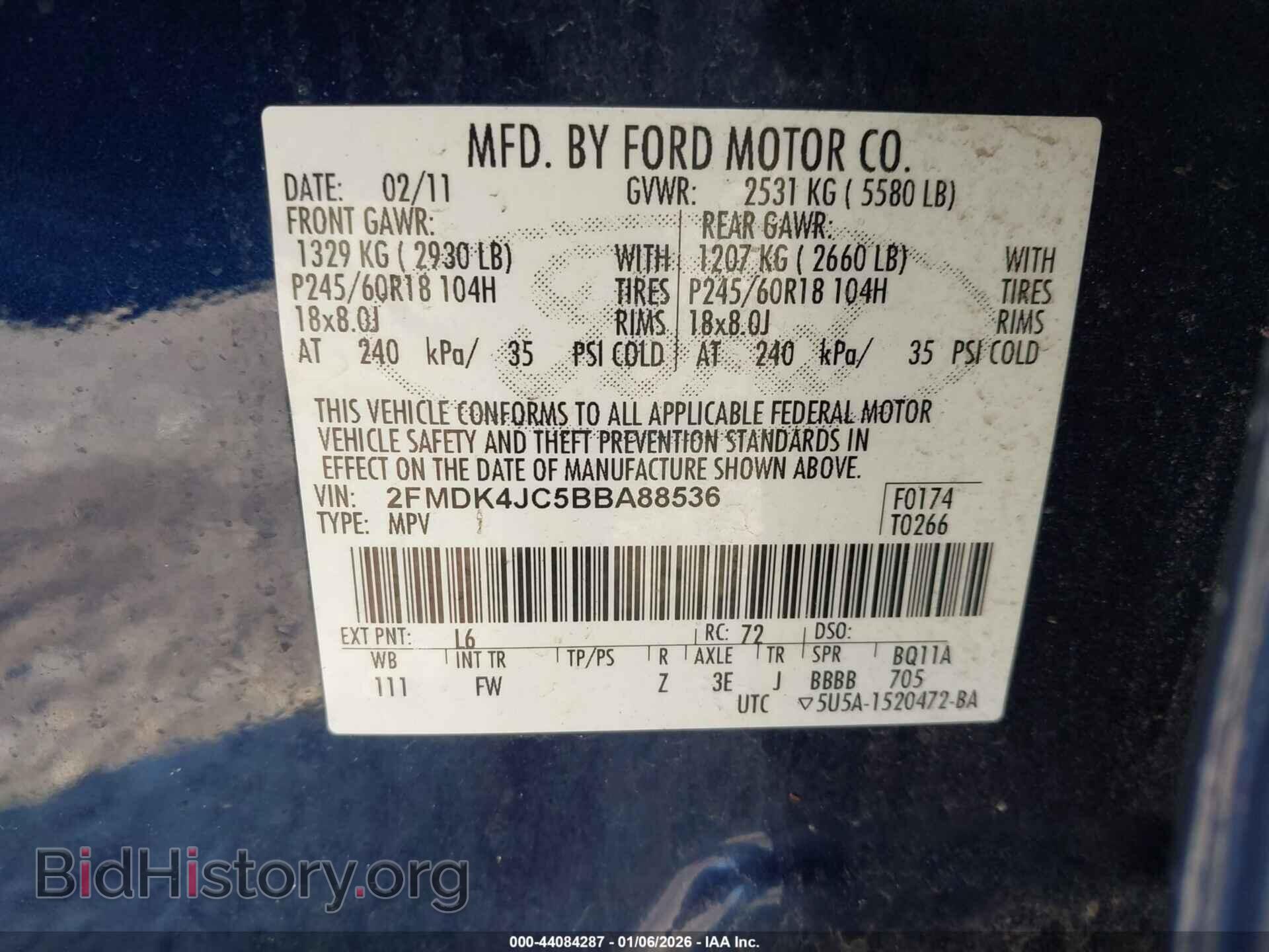 2011 FORD EDGE - VIN: 2FMDK4JC5BBA88536 - Photo 9