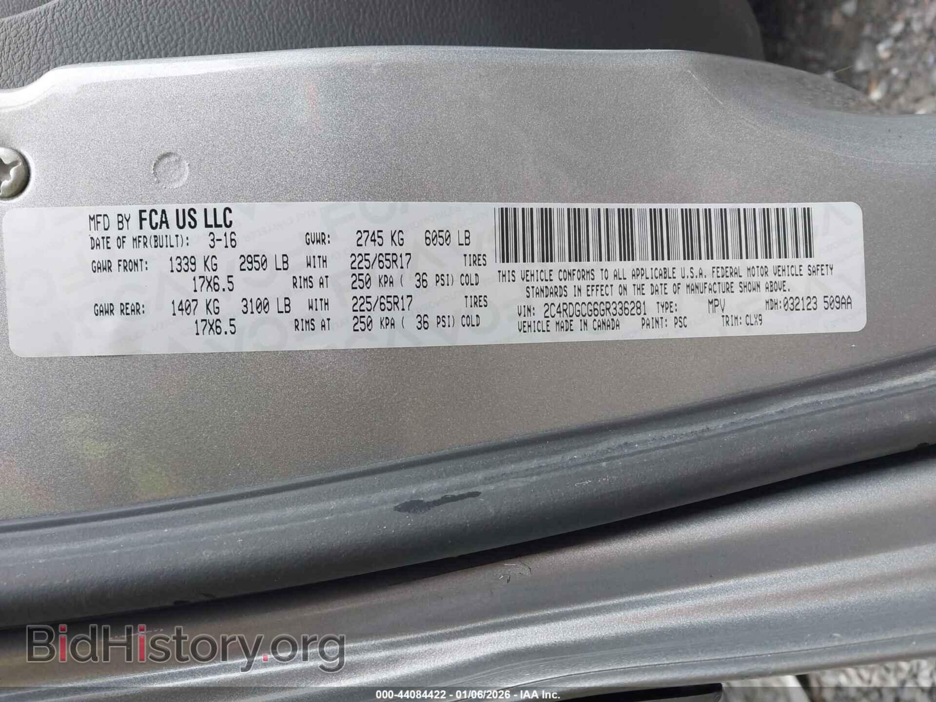 2016 DODGE GRAND CARAVAN - VIN: 2C4RDGCG6GR336281 - Фото 9