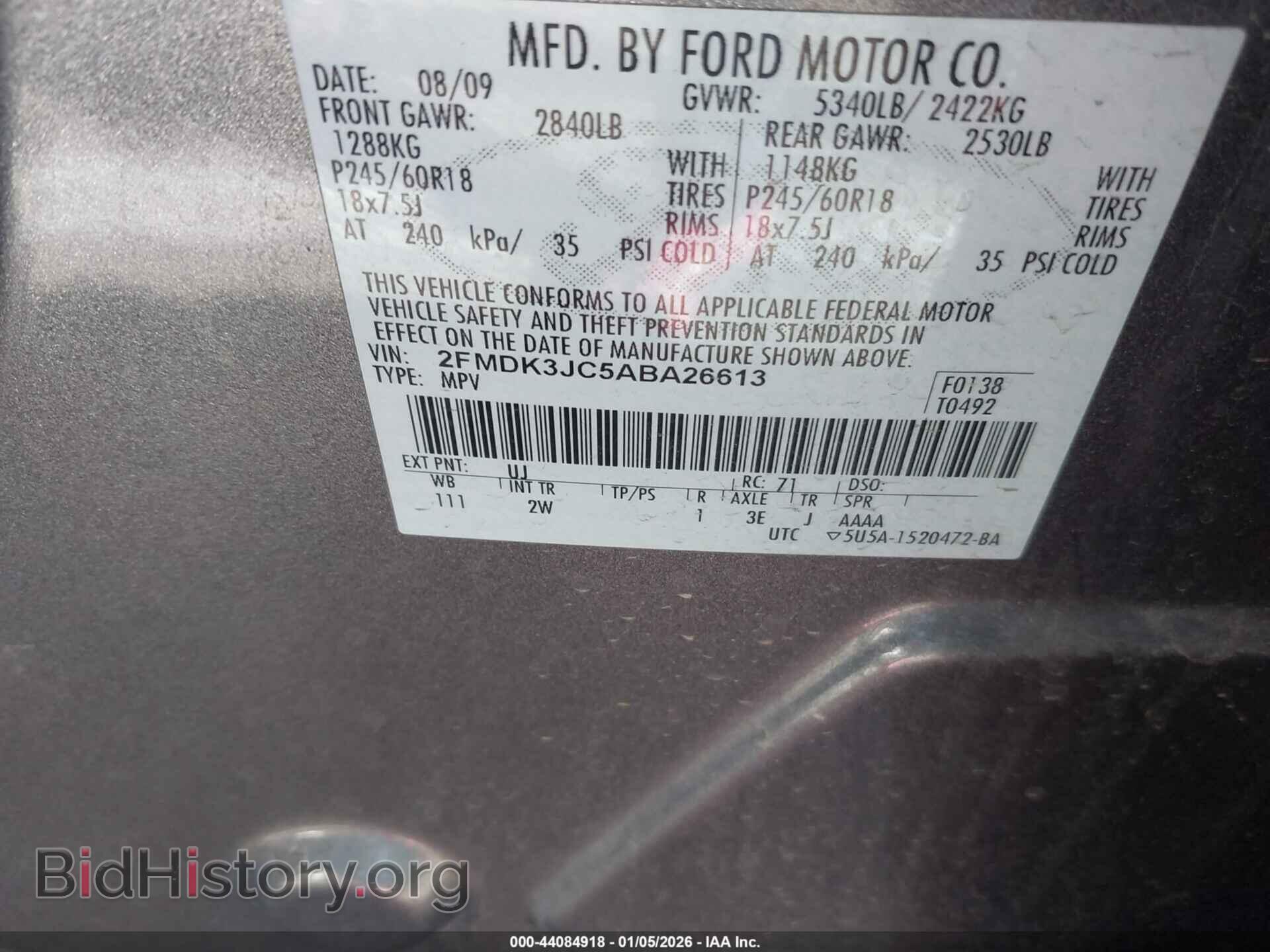 2010 FORD EDGE - VIN: 2FMDK3JC5ABA26613 - Фото 9