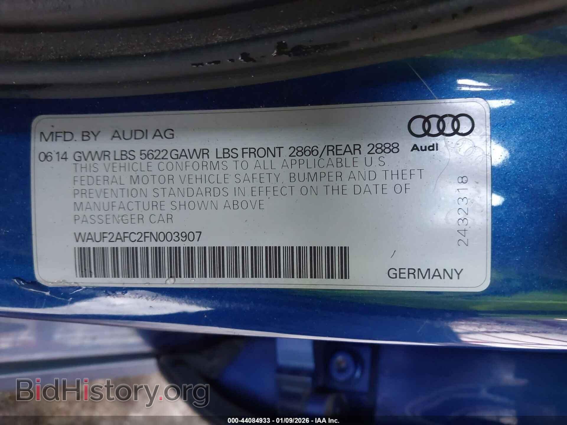 2015 AUDI S6 - VIN: WAUF2AFC2FN003907 - Фото 9