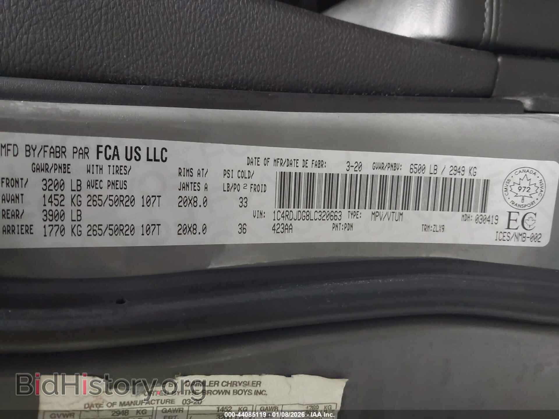 2020 DODGE DURANGO - VIN: 1C4RDJDG8LC320663 - Фото 9