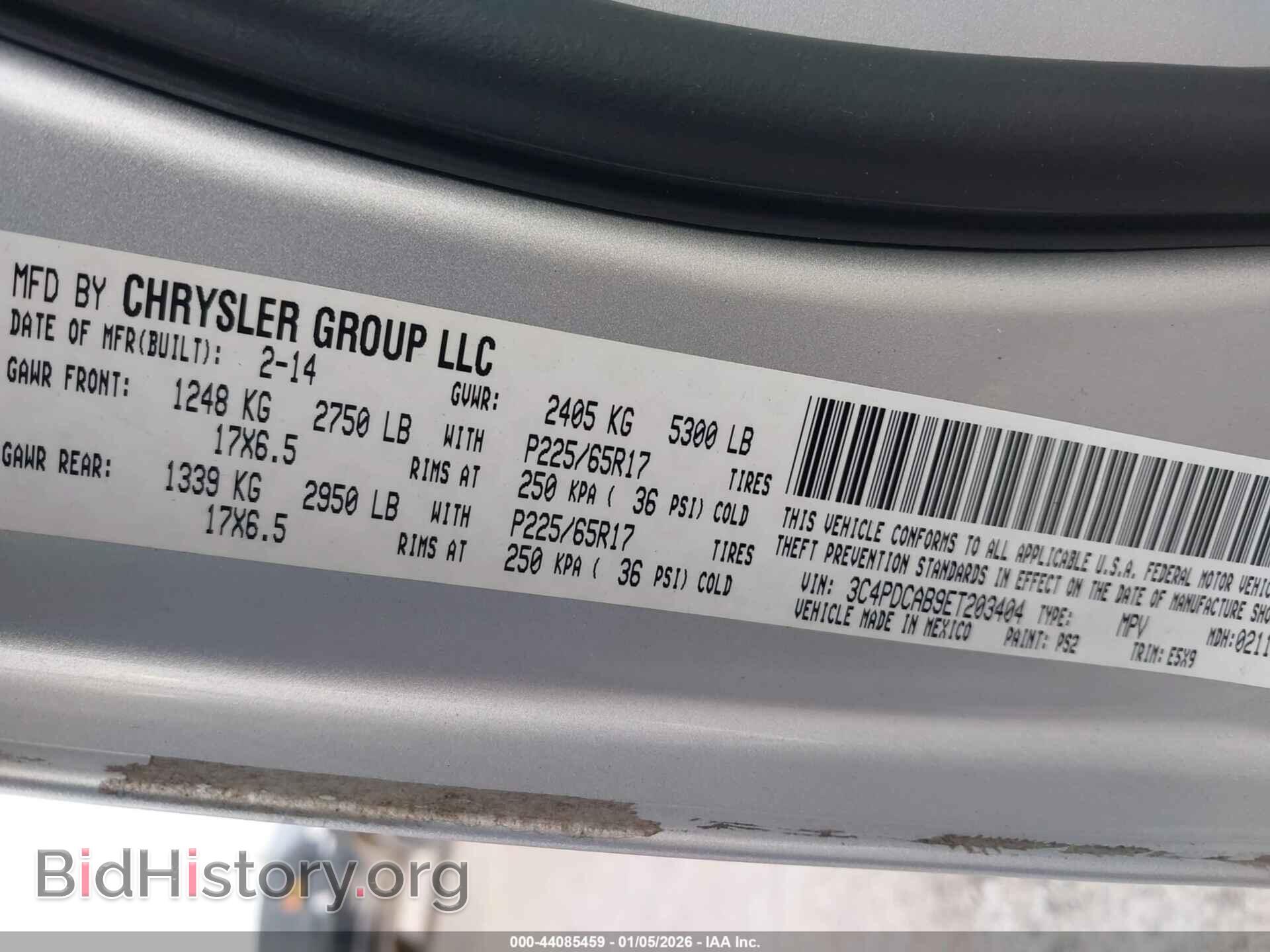2014 DODGE JOURNEY - VIN: 3C4PDCAB9ET203404 - Фото 9