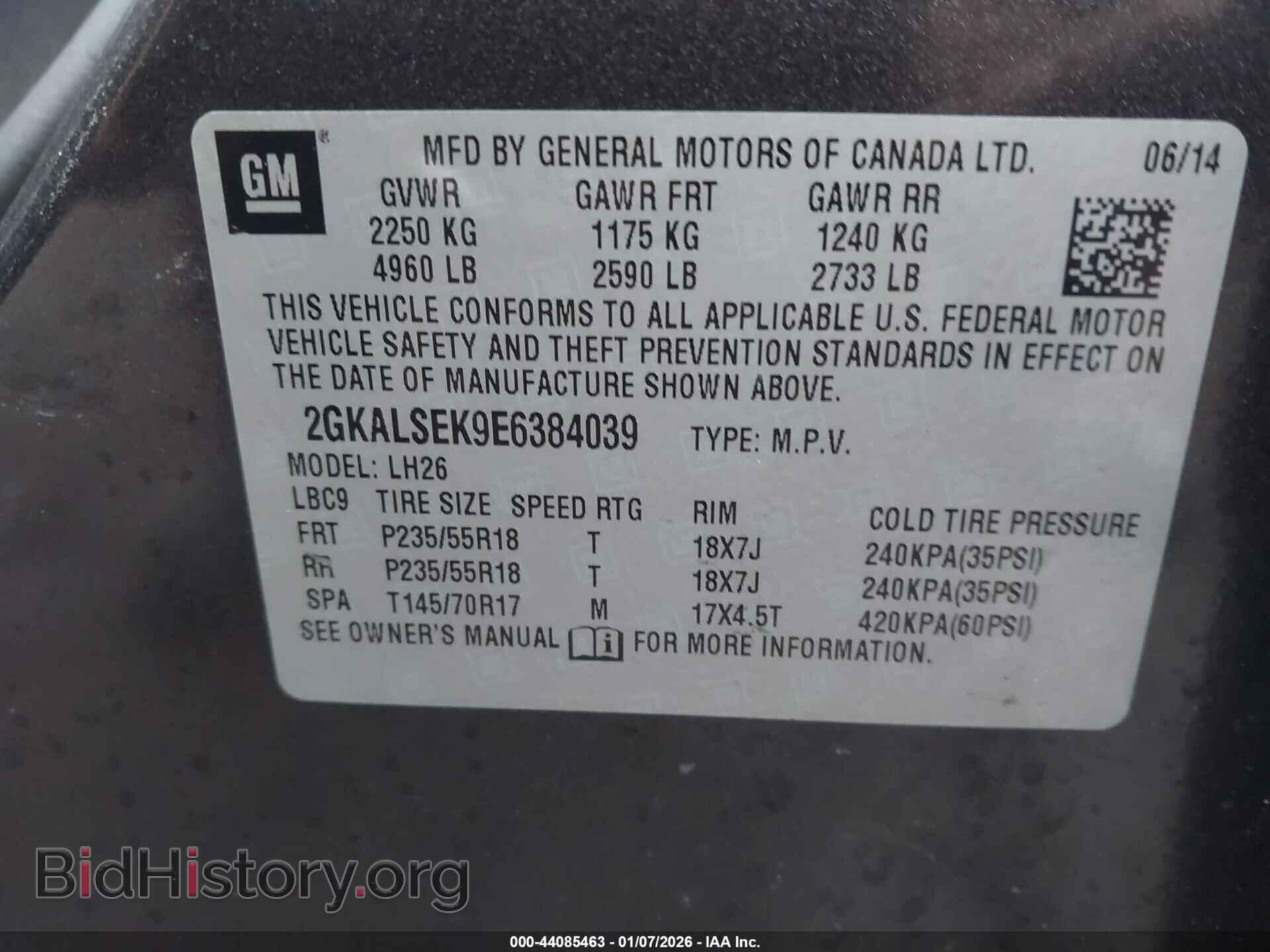 2014 GMC TERRAIN - VIN: 2GKALSEK9E6384039 - Фото 9