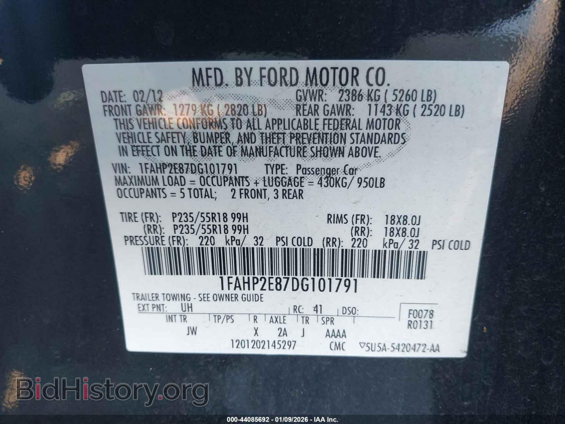 2013 FORD TAURUS - VIN: 1FAHP2E87DG101791 - Фото 9