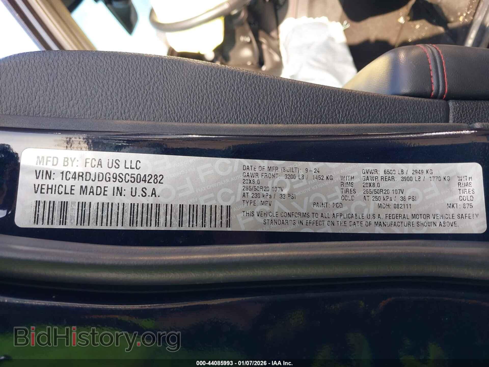 2025 DODGE DURANGO - VIN: 1C4RDJDG9SC504282 - Фото 9