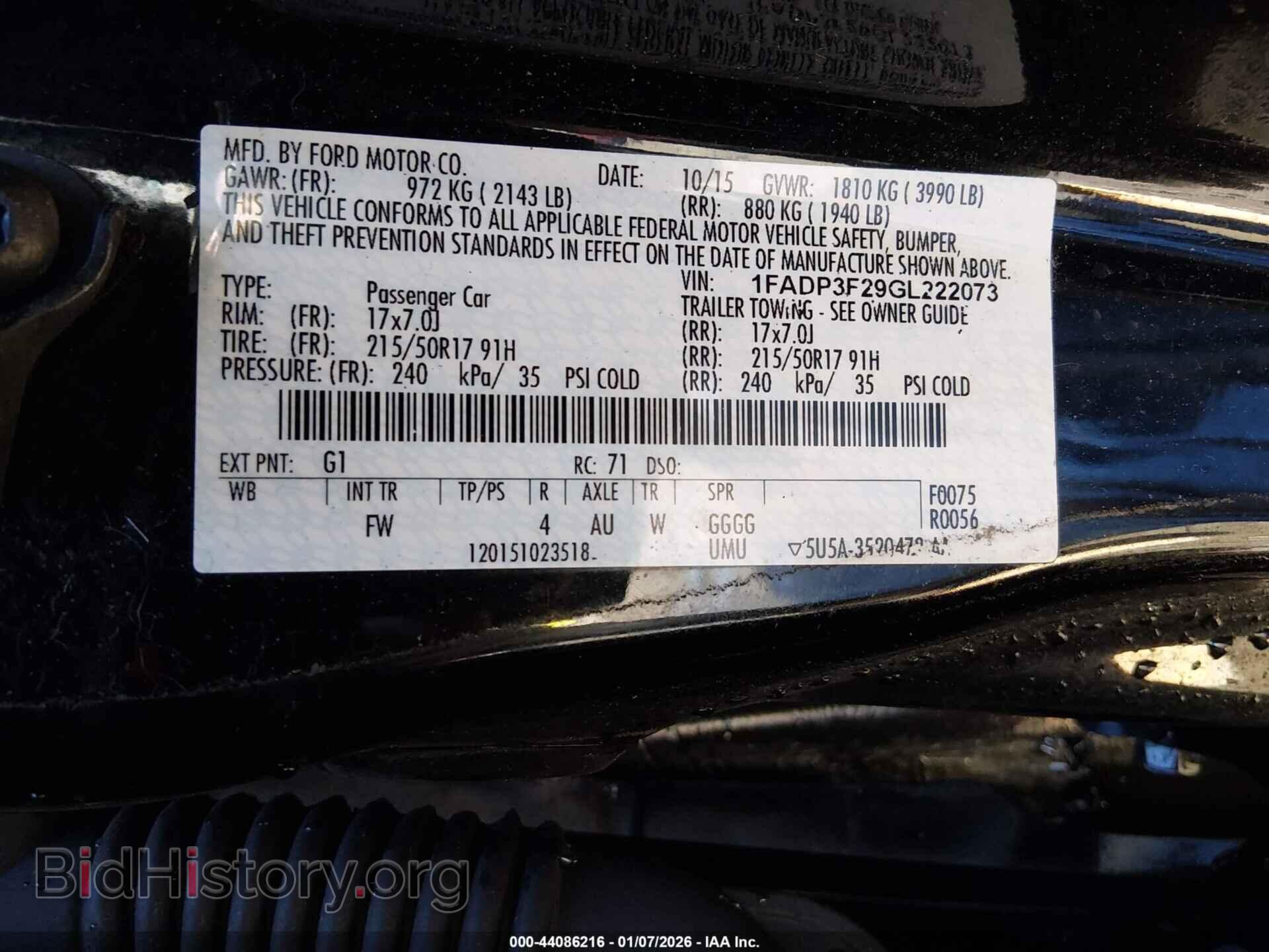 2016 FORD FOCUS - VIN: 1FADP3F29GL222073 - Фото 9