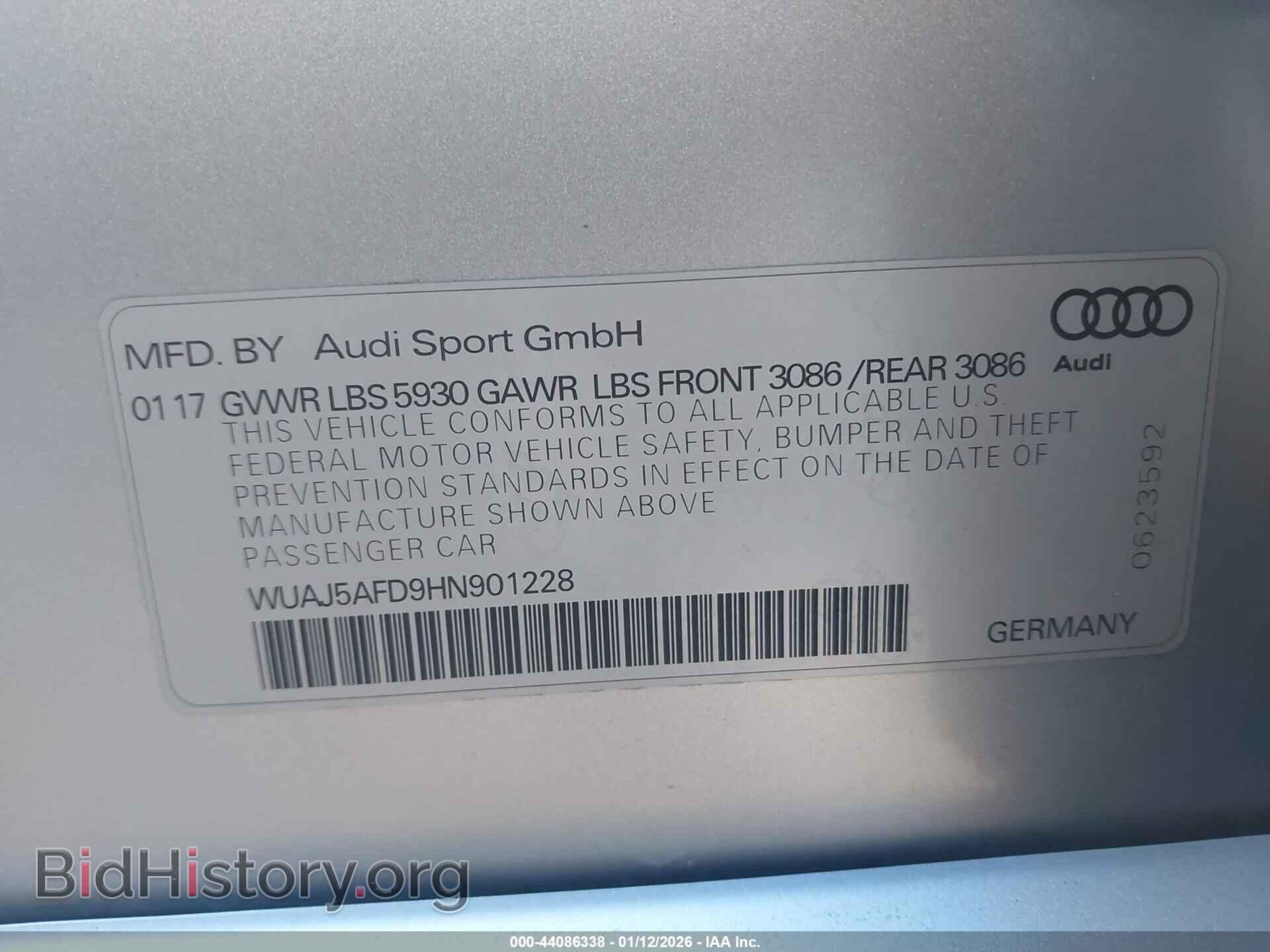 2017 AUDI S8 - VIN: WUAJ5AFD9HN901228 - Фото 9