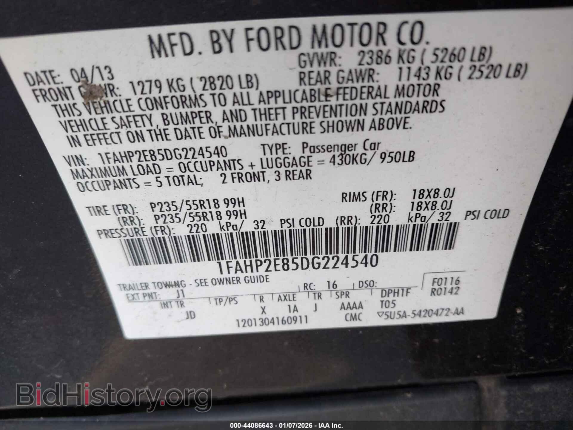 2013 FORD TAURUS - VIN: 1FAHP2E85DG224540 - Photo 9