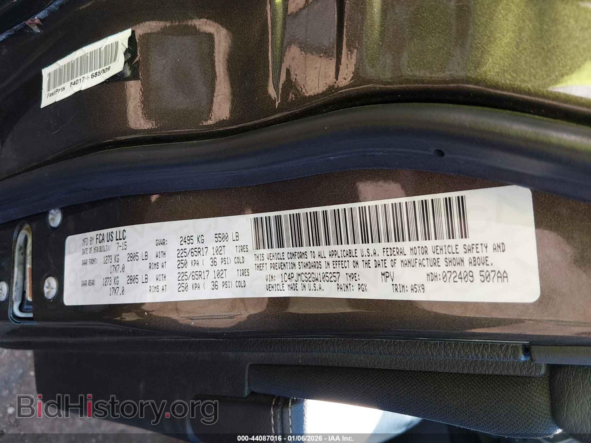2016 JEEP CHEROKEE - VIN: 1C4PJMCS2GW105257 - Фото 9
