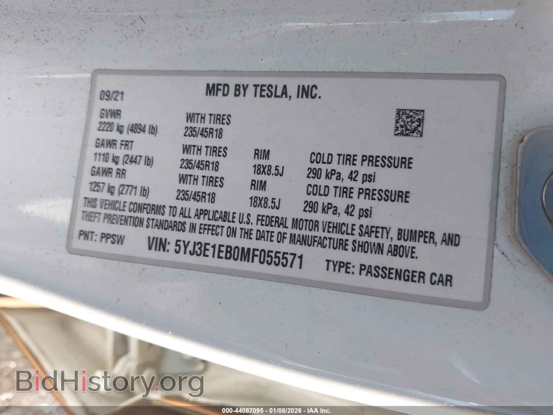 2021 TESLA MODEL 3 - VIN: 5YJ3E1EB0MF055571 - Фото 9