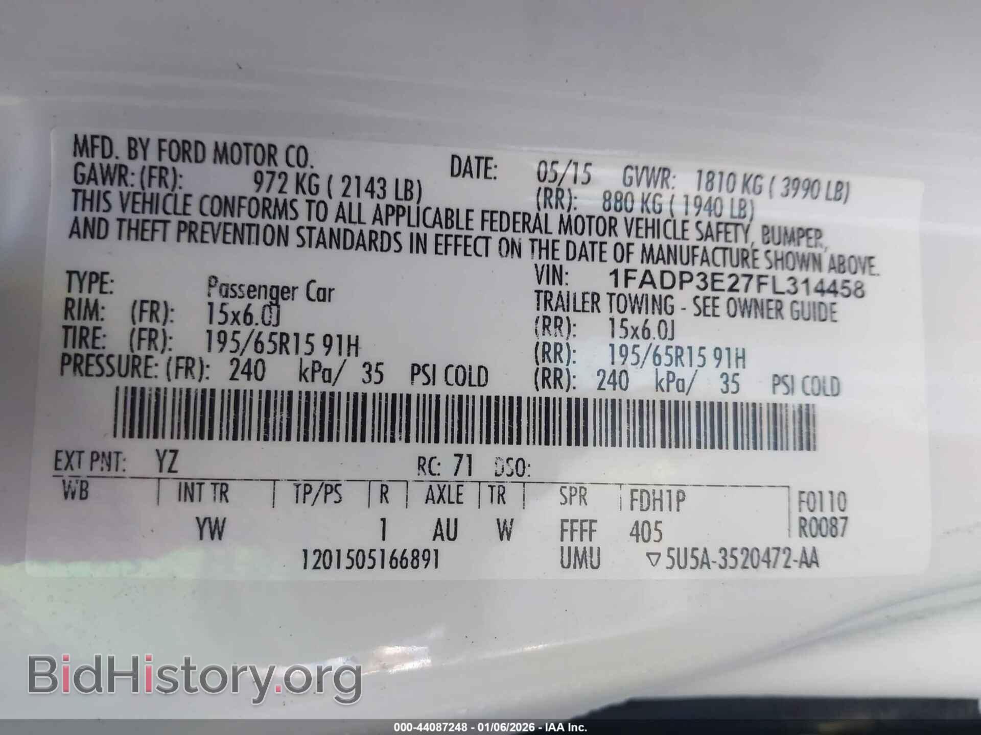 2015 FORD FOCUS - VIN: 1FADP3E27FL314458 - Фото 9