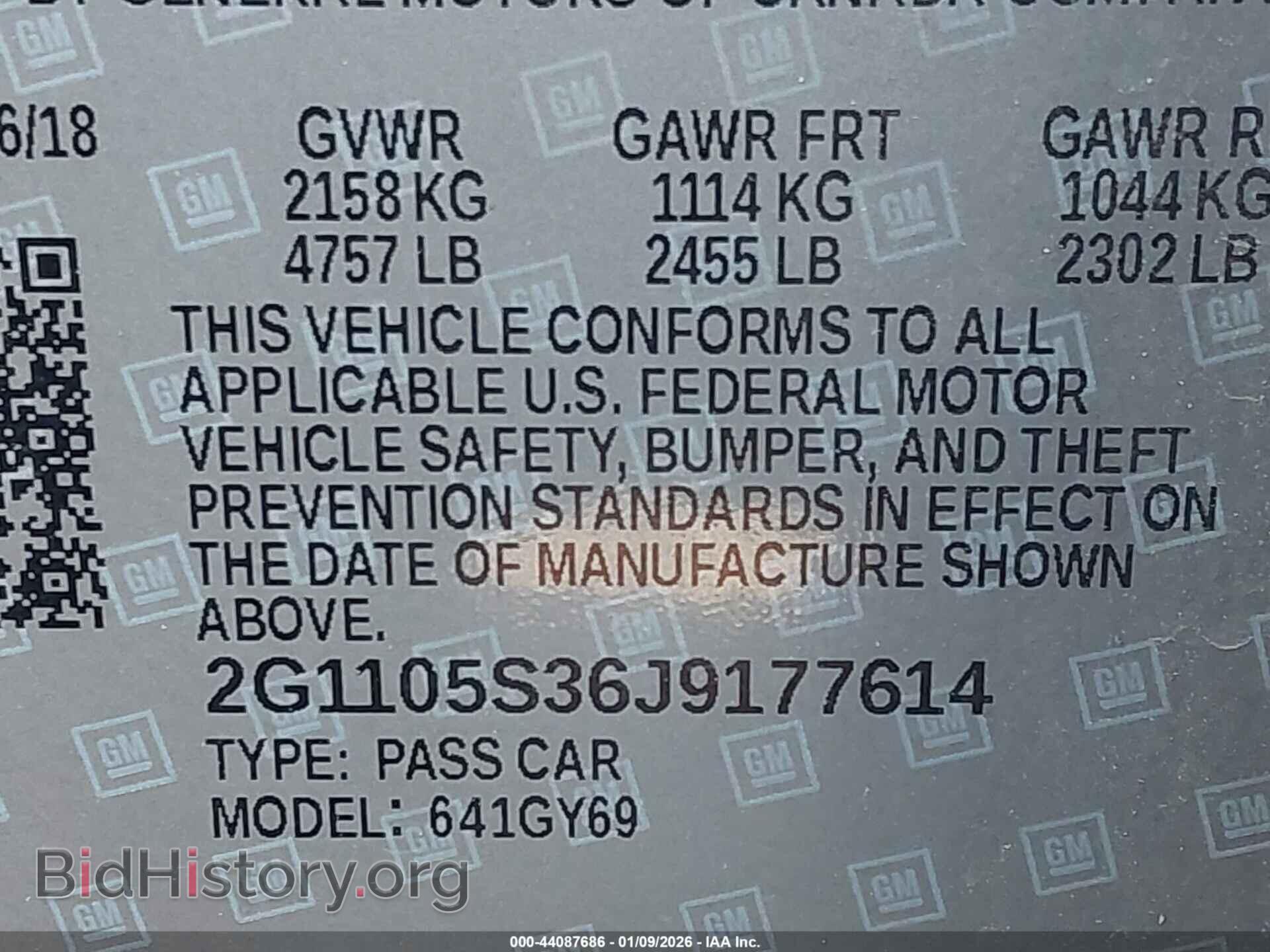2018 CHEVROLET IMPALA - VIN: 2G1105S36J9177614 - Фото 9