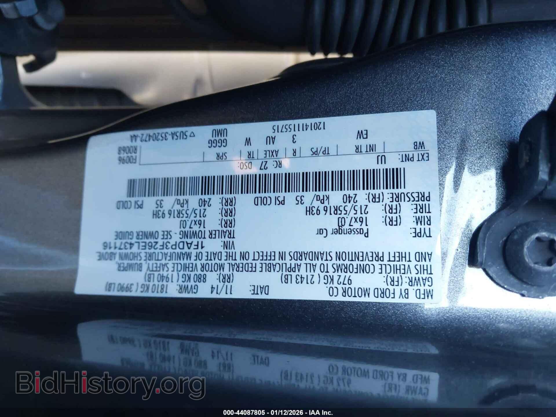 2014 FORD FOCUS - VIN: 1FADP3F26EL437116 - Фото 9
