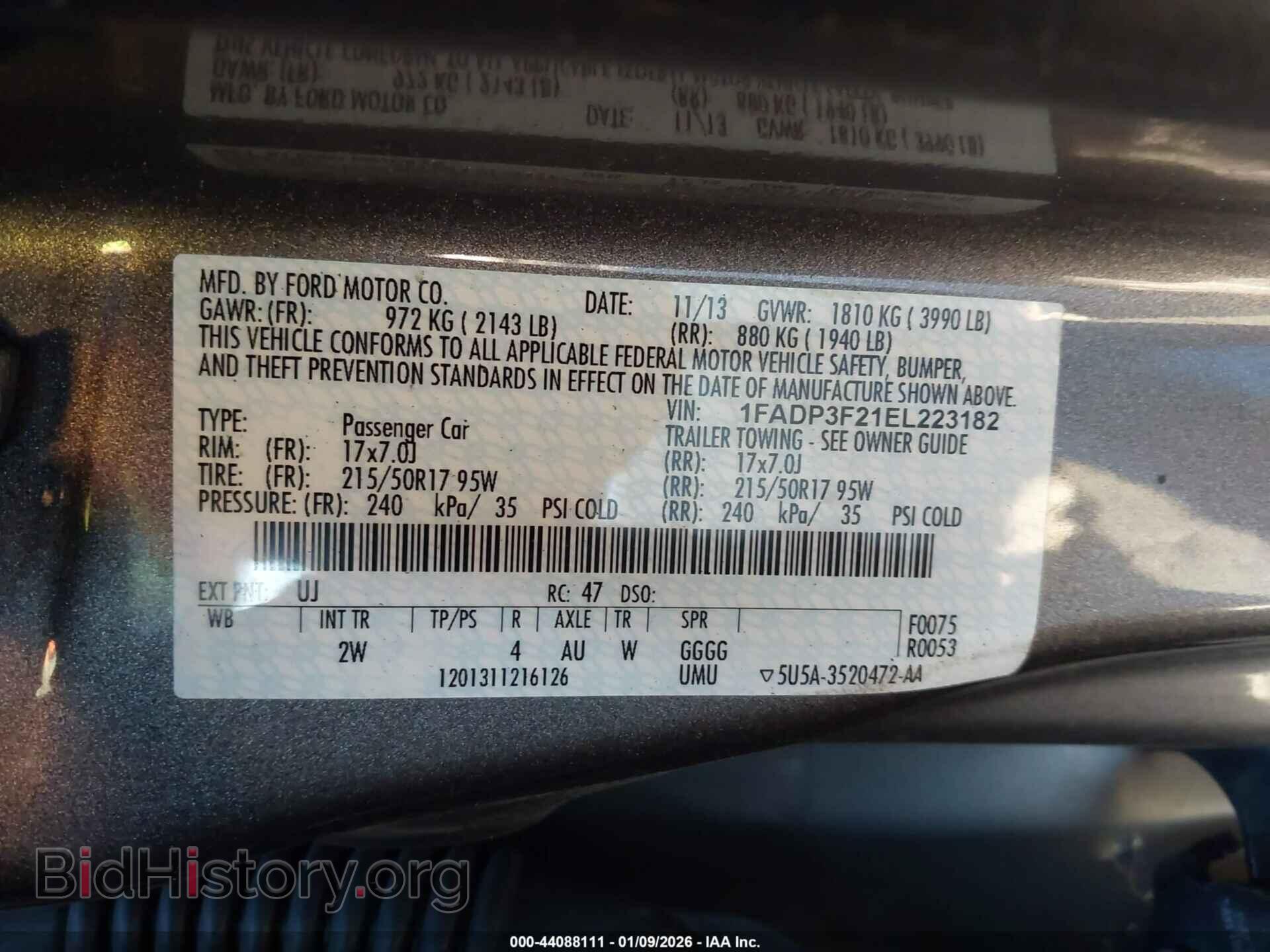 2014 FORD FOCUS - VIN: 1FADP3F21EL223182 - Фото 9