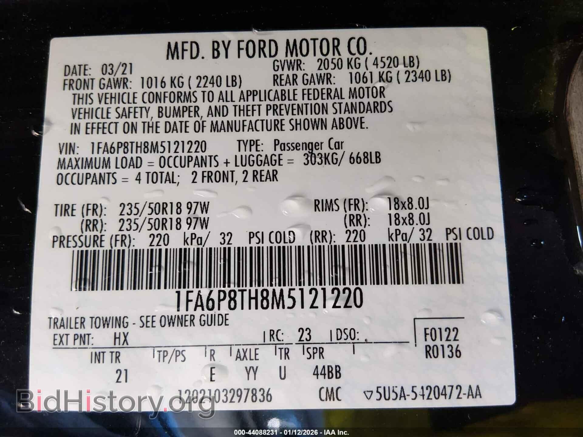 2021 FORD MUSTANG - VIN: 1FA6P8TH8M5121220 - Фото 9