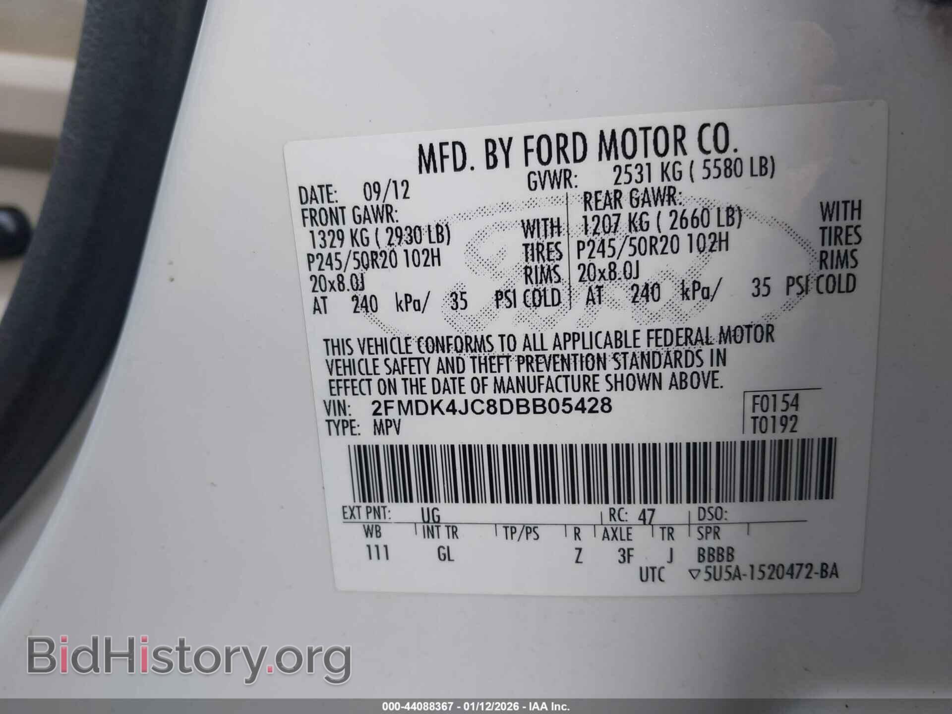 2013 FORD EDGE - VIN: 2FMDK4JC8DBB05428 - Фото 9