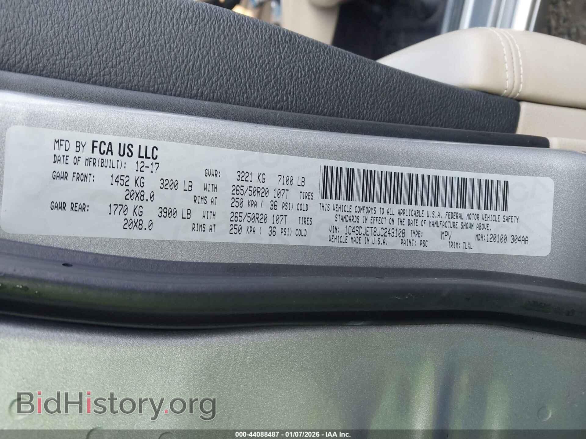 2018 DODGE DURANGO - VIN: 1C4SDJET8JC243108 - Фото 9
