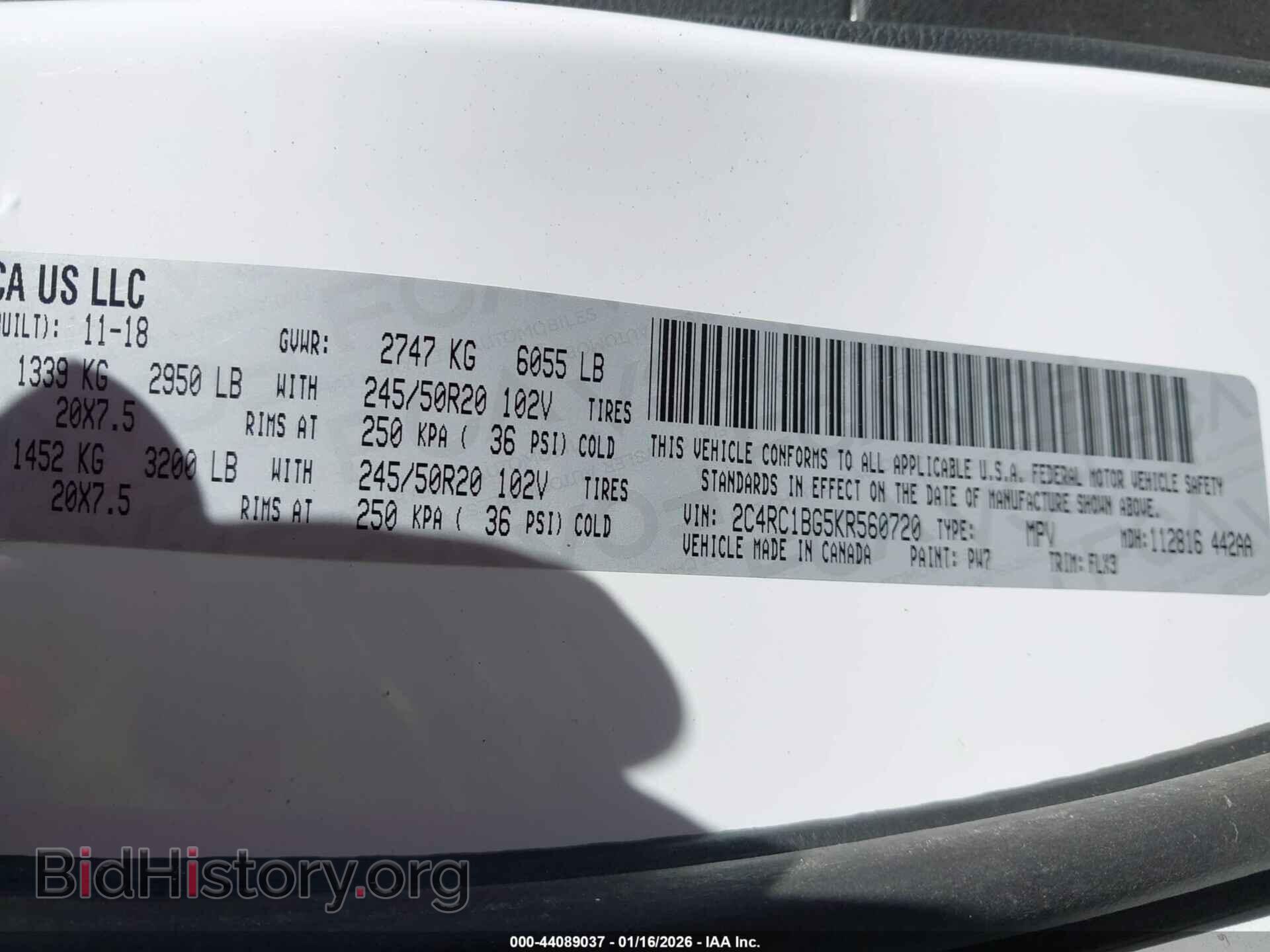 2019 CHRYSLER PACIFICA - VIN: 2C4RC1BG5KR560720 - Photo 9