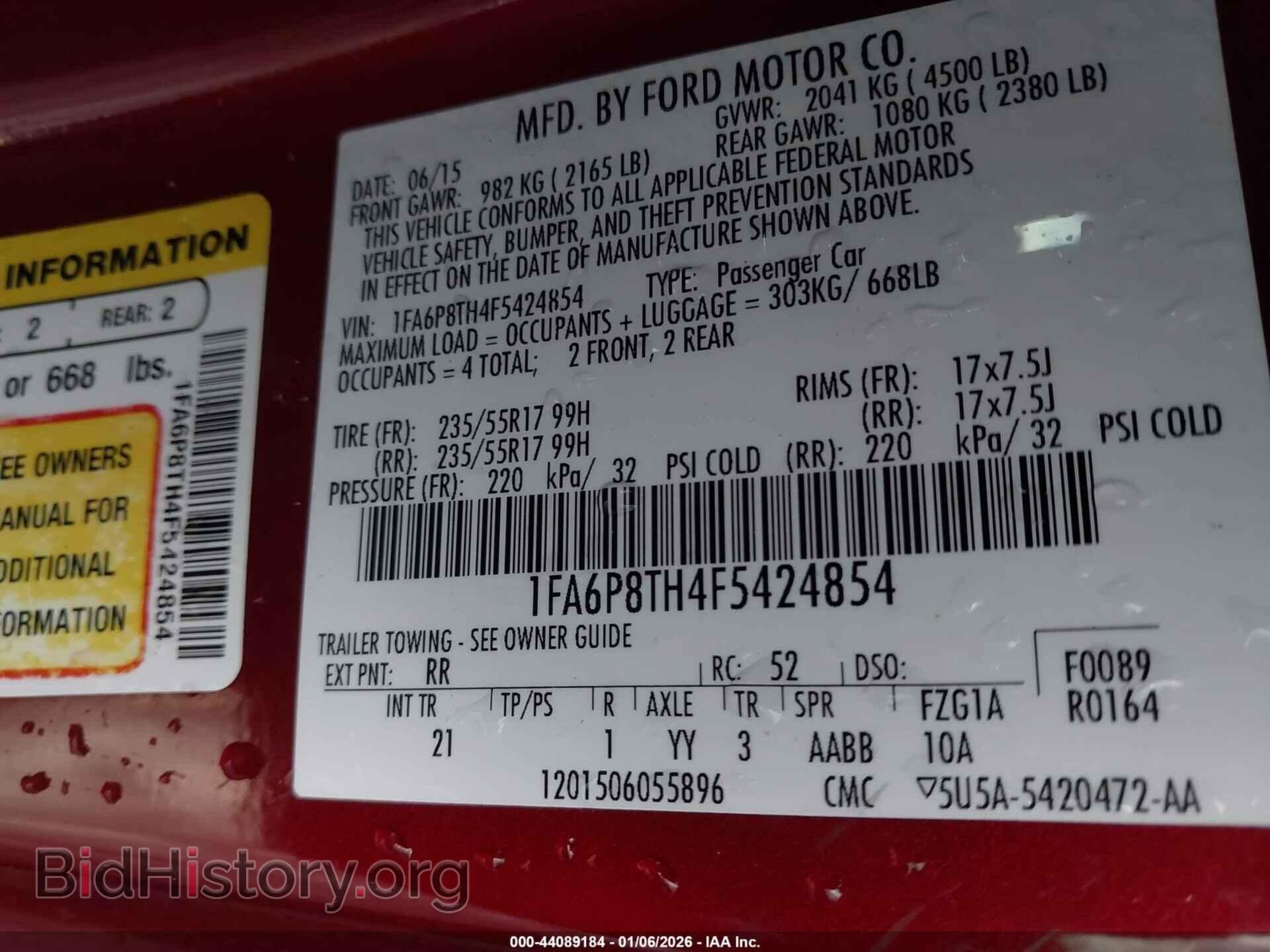 2015 FORD MUSTANG - VIN: 1FA6P8TH4F5424854 - Фото 9
