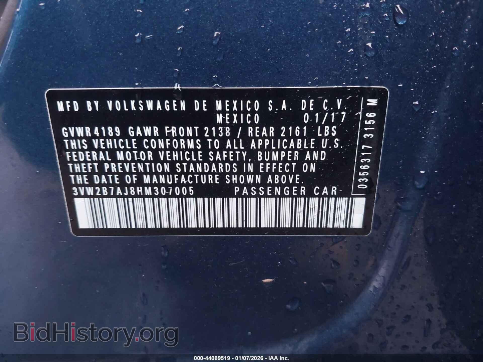 2017 VOLKSWAGEN JETTA - VIN: 3VW2B7AJ8HM307005 - Фото 9