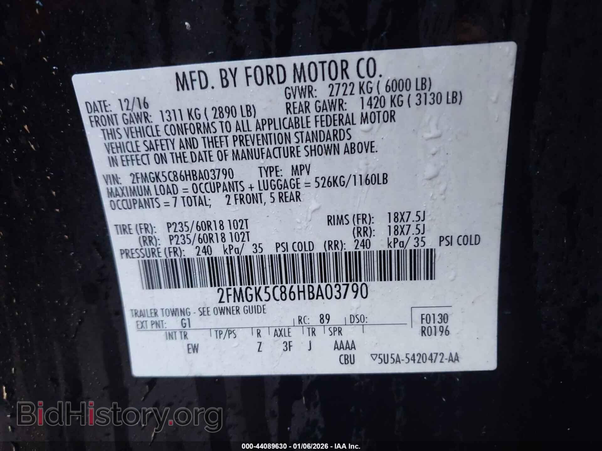 2017 FORD FLEX - VIN: 2FMGK5C86HBA03790 - Photo 9