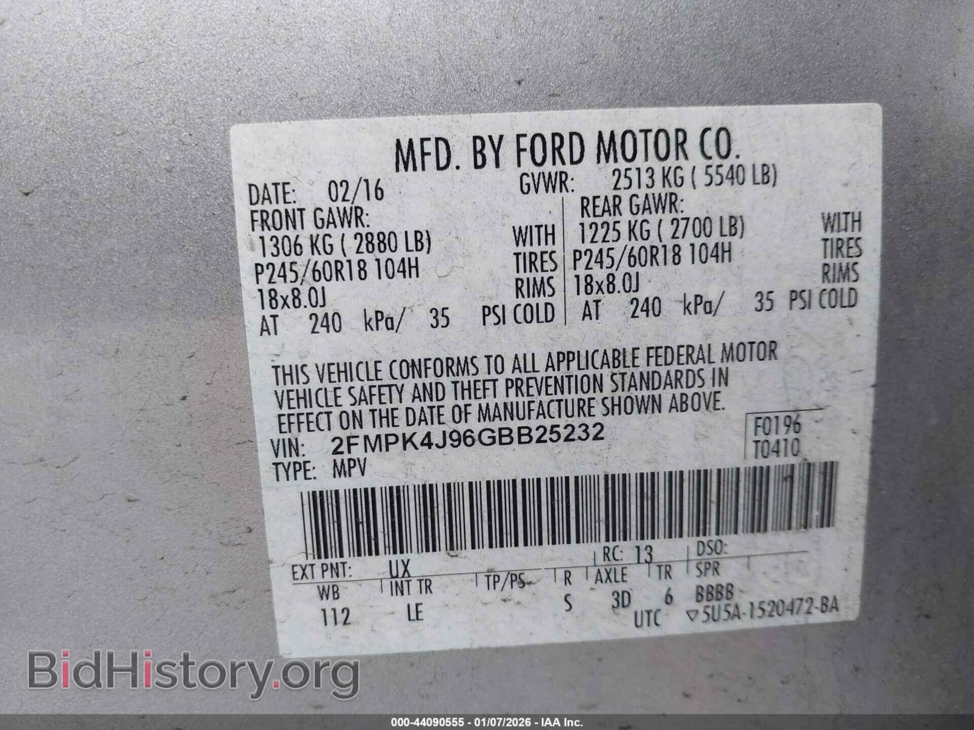 2016 FORD EDGE - VIN: 2FMPK4J96GBB25232 - Photo 9