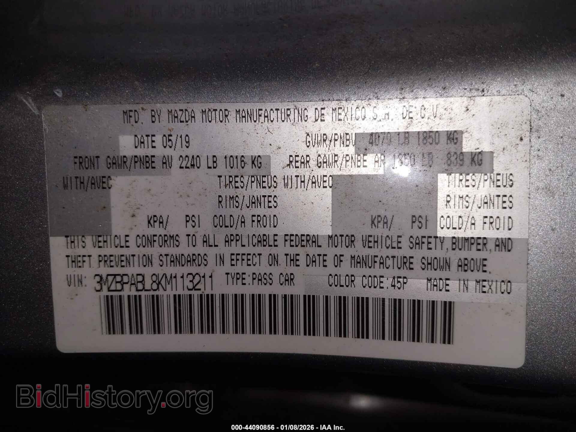 2019 MAZDA MAZDA3 - VIN: 3MZBPABL8KM113211 - Photo 9