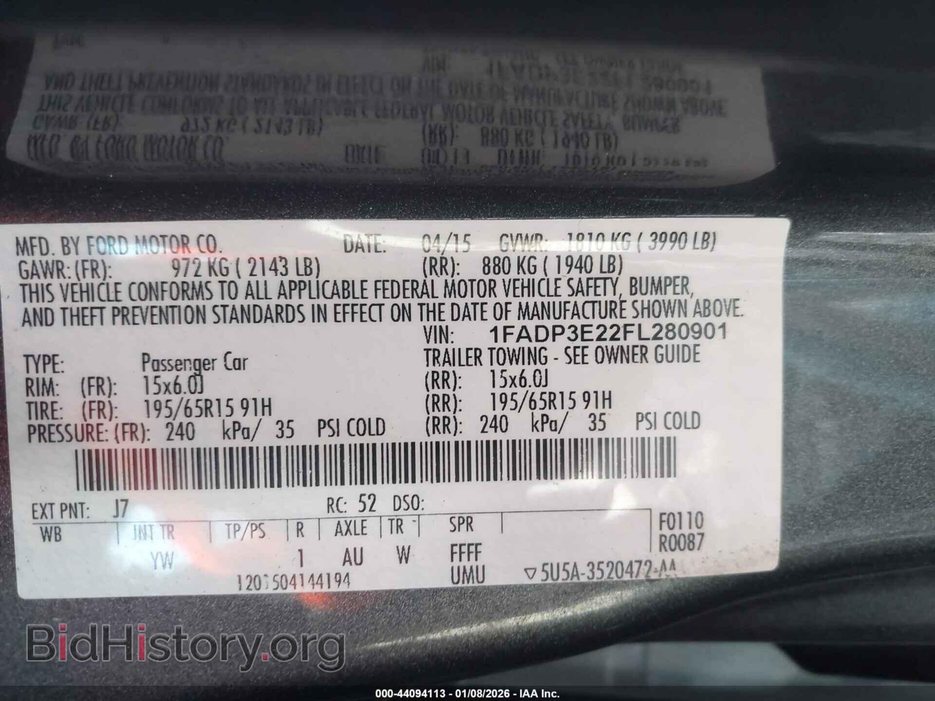 2015 FORD FOCUS - VIN: 1FADP3E22FL280901 - Фото 9