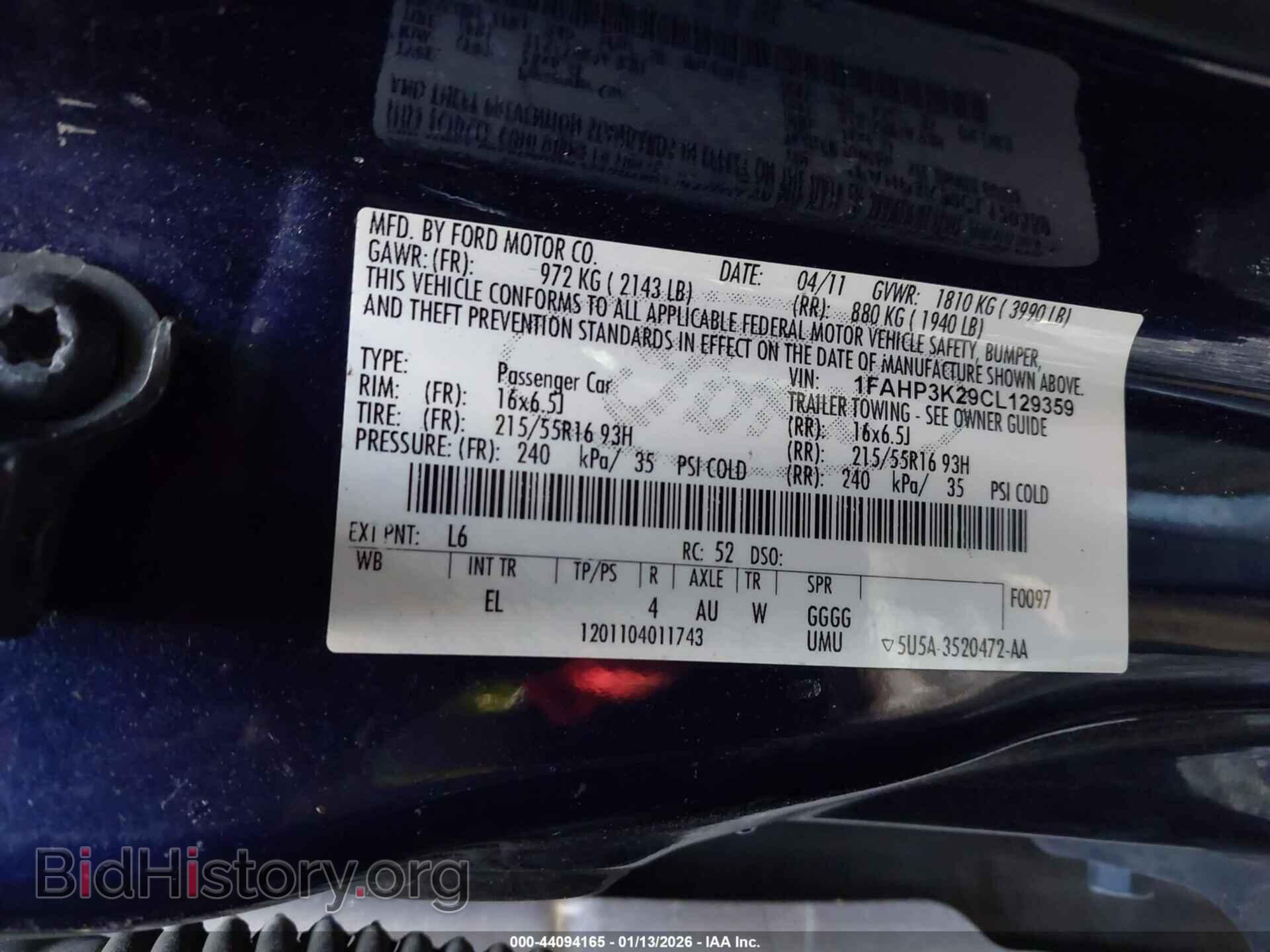 2012 FORD FOCUS - VIN: 1FAHP3K29CL129359 - Фото 9