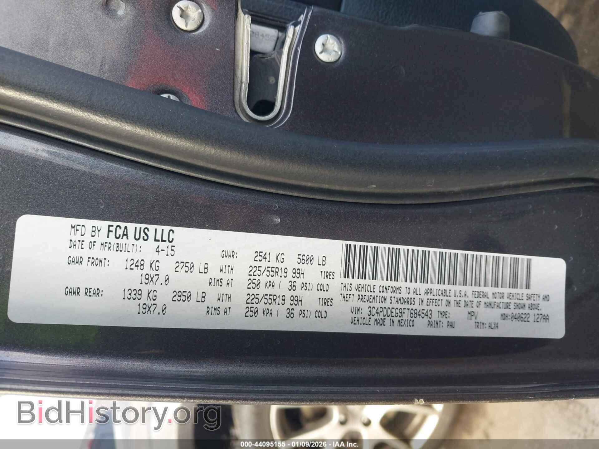 2015 DODGE JOURNEY - VIN: 3C4PDDEG9FT684543 - Фото 9