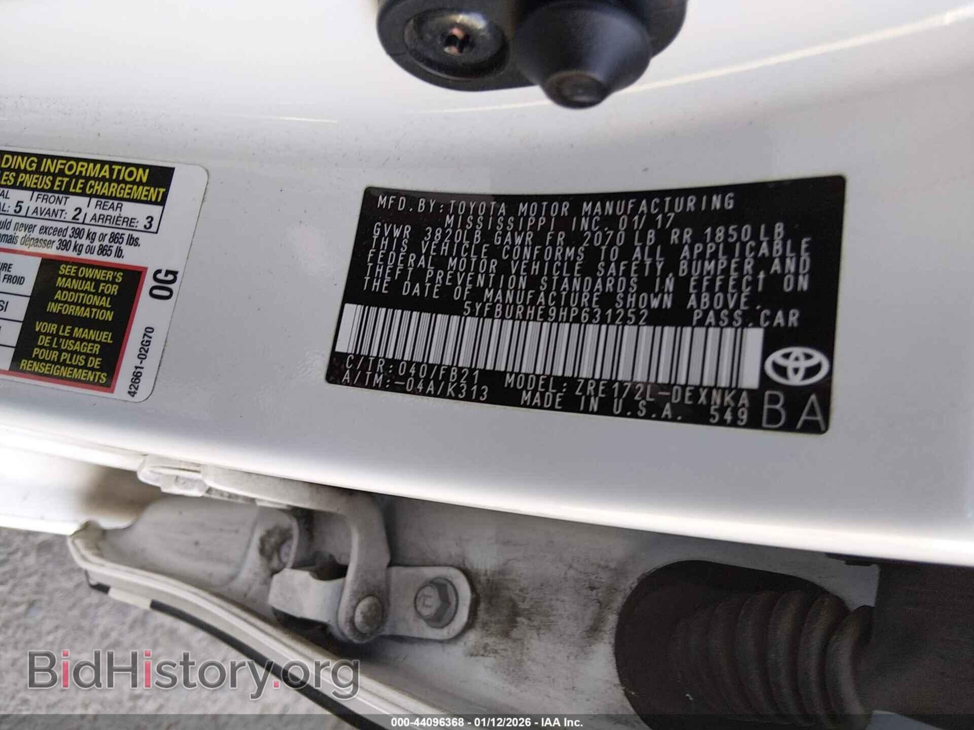 2017 TOYOTA COROLLA - VIN: 5YFBURHE9HP631252 - Фото 9