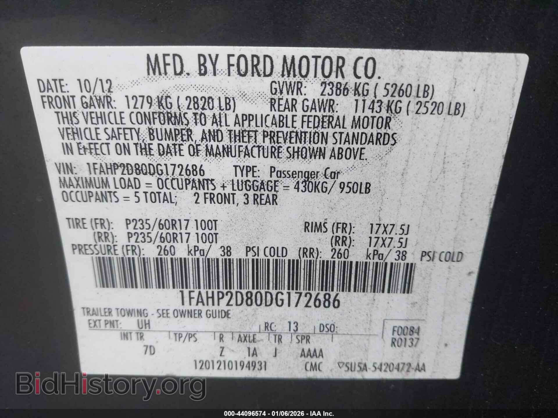 2013 FORD TAURUS - VIN: 1FAHP2D80DG172686 - Photo 9