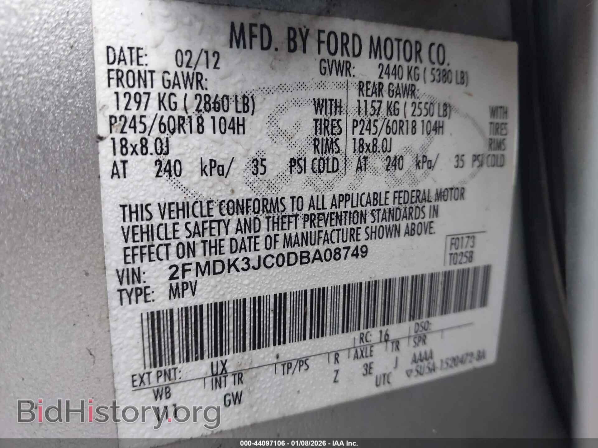 2013 FORD EDGE - VIN: 2FMDK3JC0DBA08749 - Photo 9