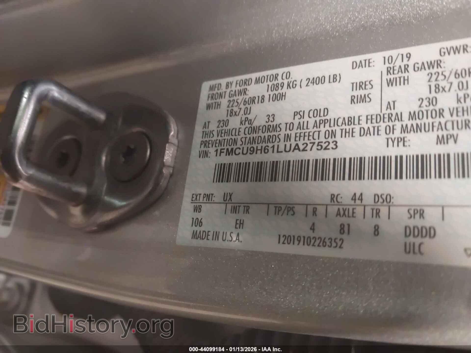 2020 FORD ESCAPE - VIN: 1FMCU9H61LUA27523 - Фото 9