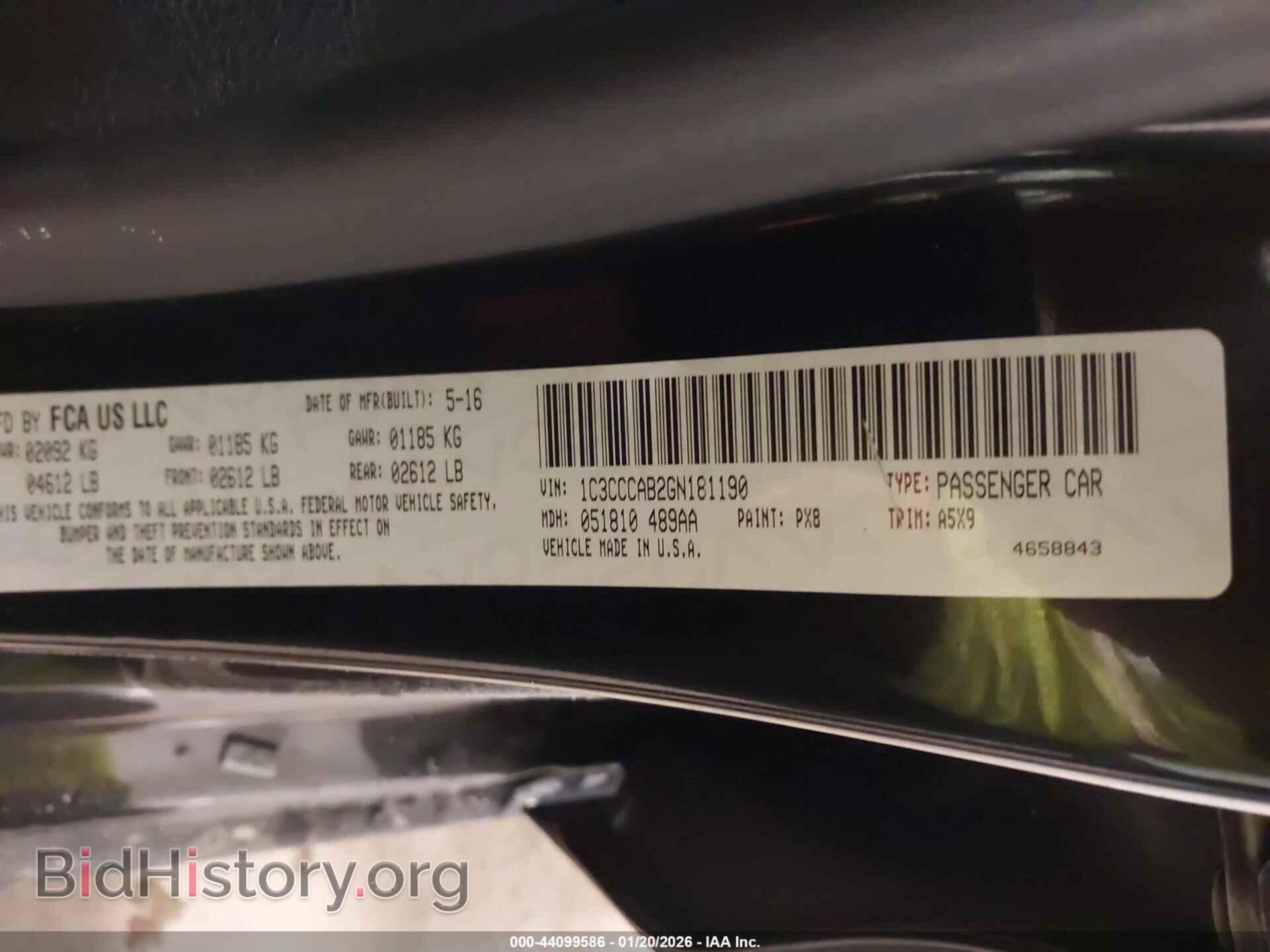2016 CHRYSLER 200 - VIN: 1C3CCCAB2GN181190 - Фото 9