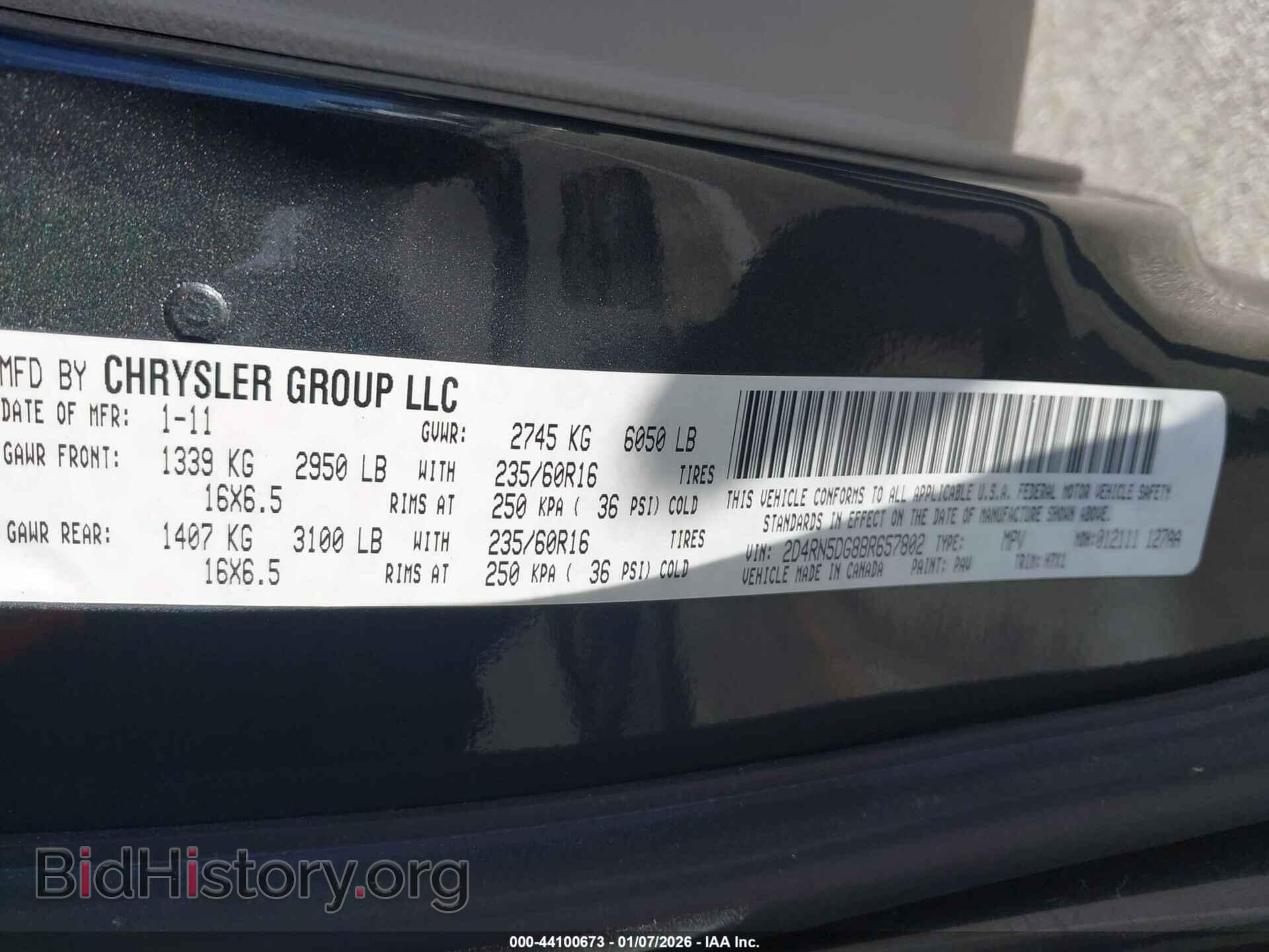 2011 DODGE GRAND CARAVAN - VIN: 2D4RN5DG8BR657802 - Фото 9
