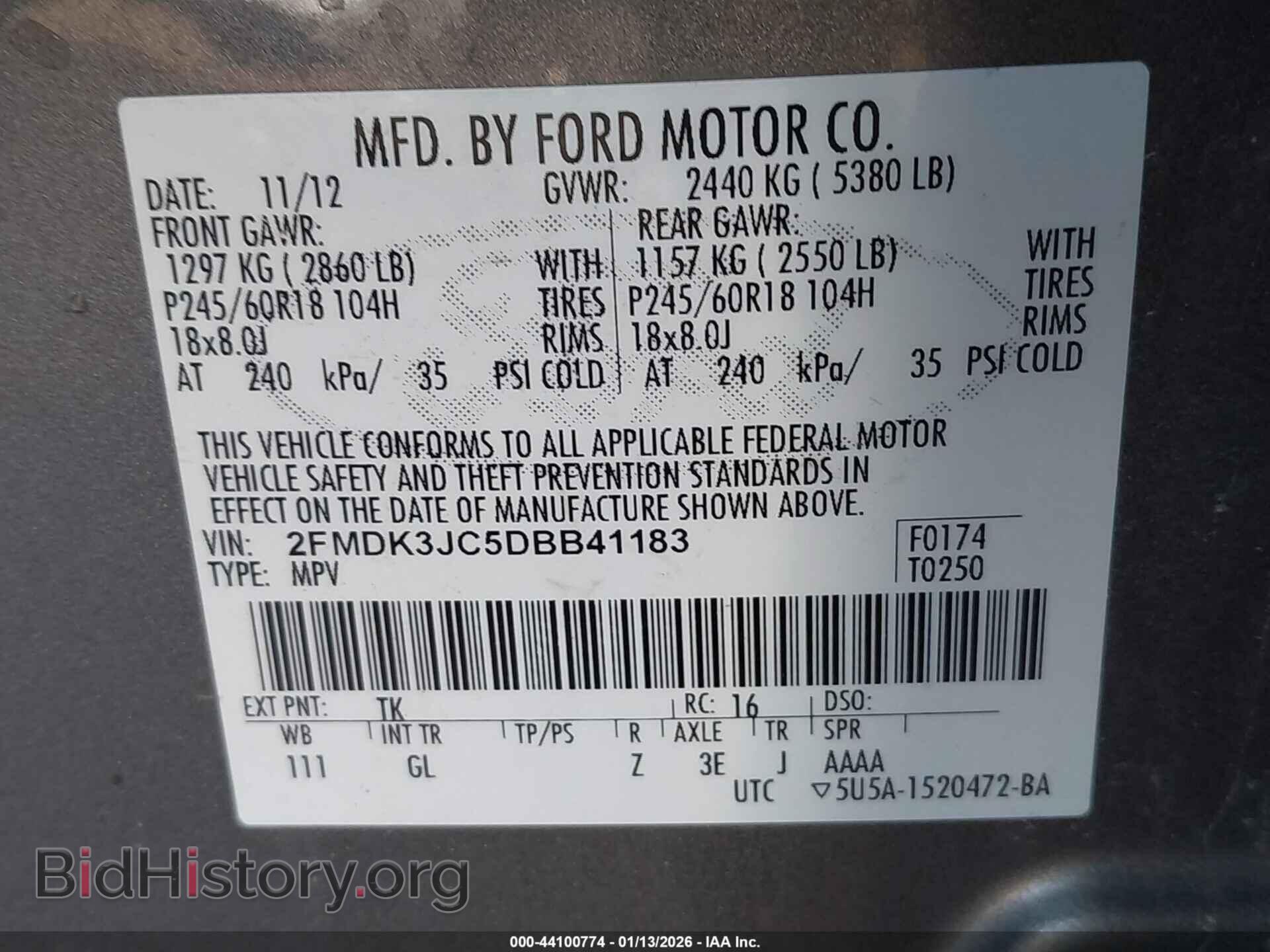 2013 FORD EDGE - VIN: 2FMDK3JC5DBB41183 - Фото 9