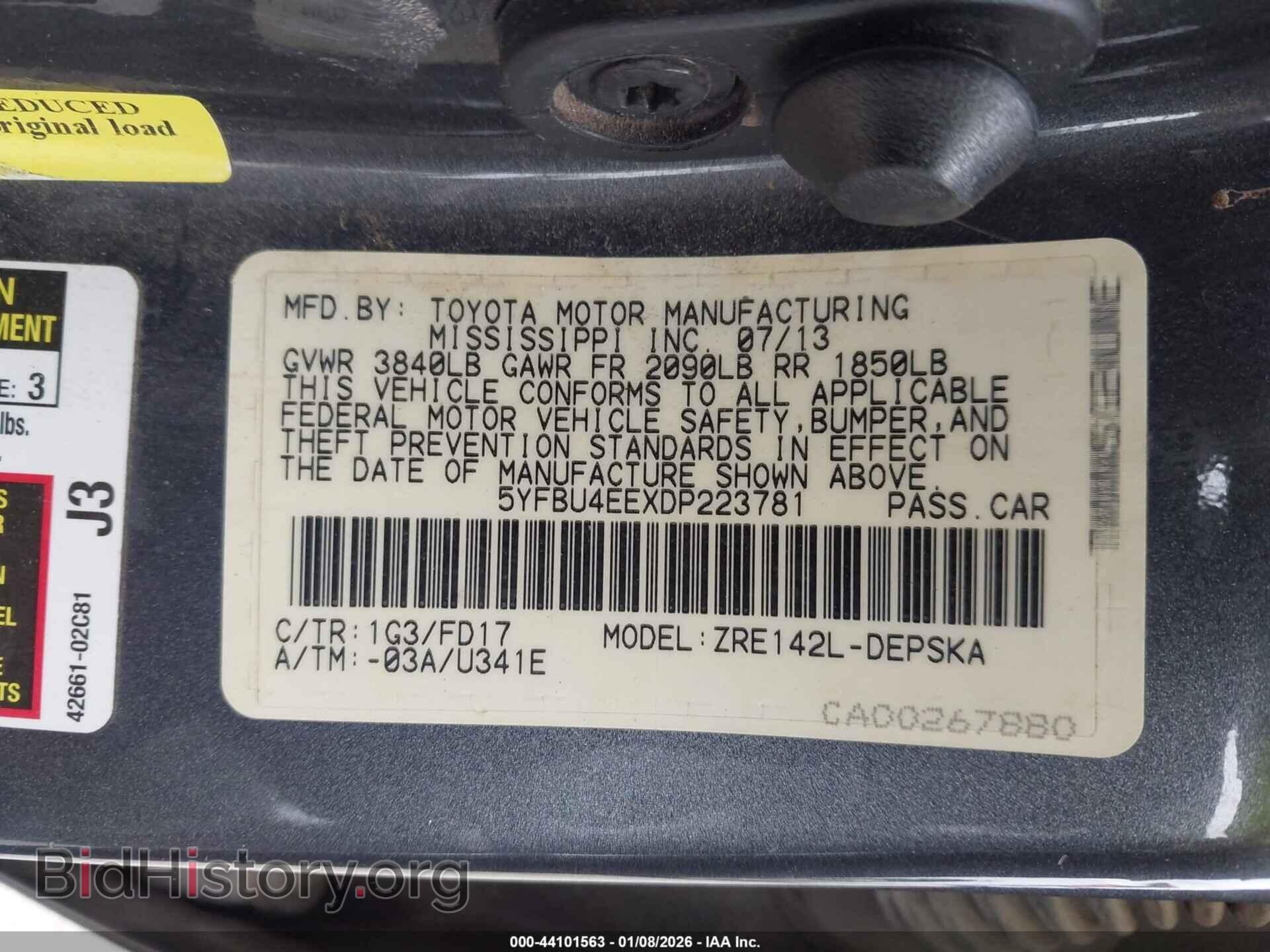 2013 TOYOTA COROLLA - VIN: 5YFBU4EEXDP223781 - Фото 9