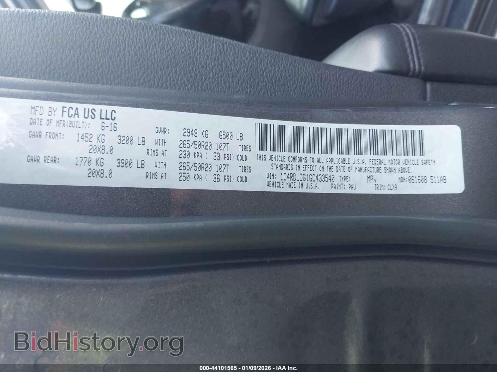 2016 DODGE DURANGO - VIN: 1C4RDJDG1GC433540 - Photo 9
