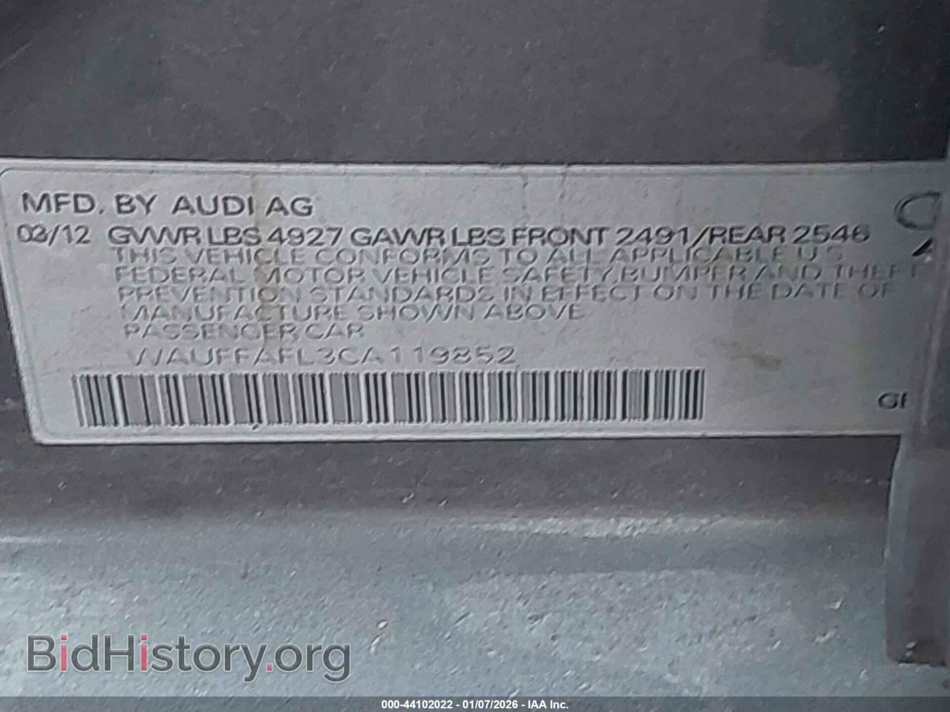 2012 AUDI A4 - VIN: WAUFFAFL3CA119852 - Фото 9