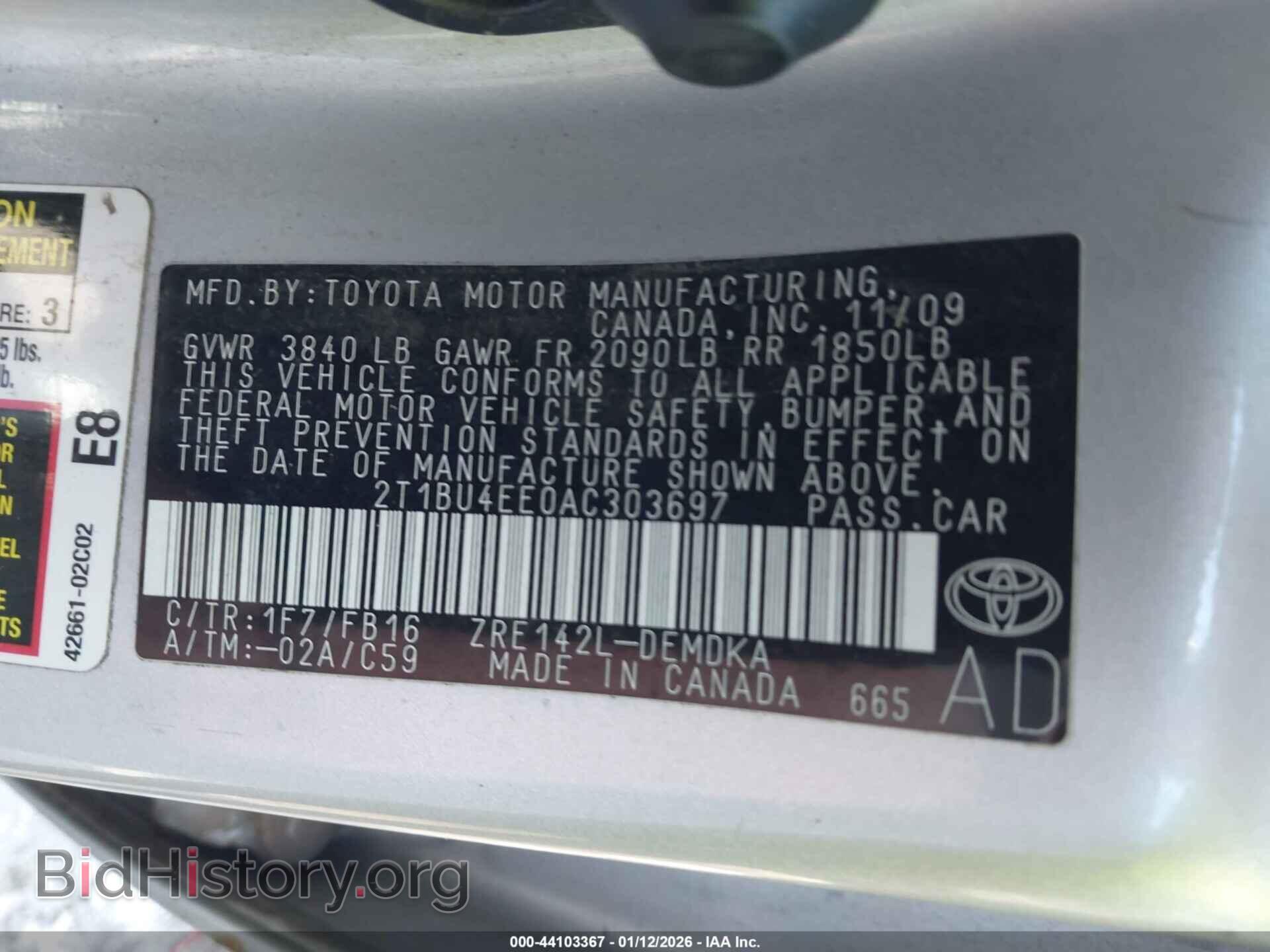 2010 TOYOTA COROLLA - VIN: 2T1BU4EE0AC303697 - Фото 9