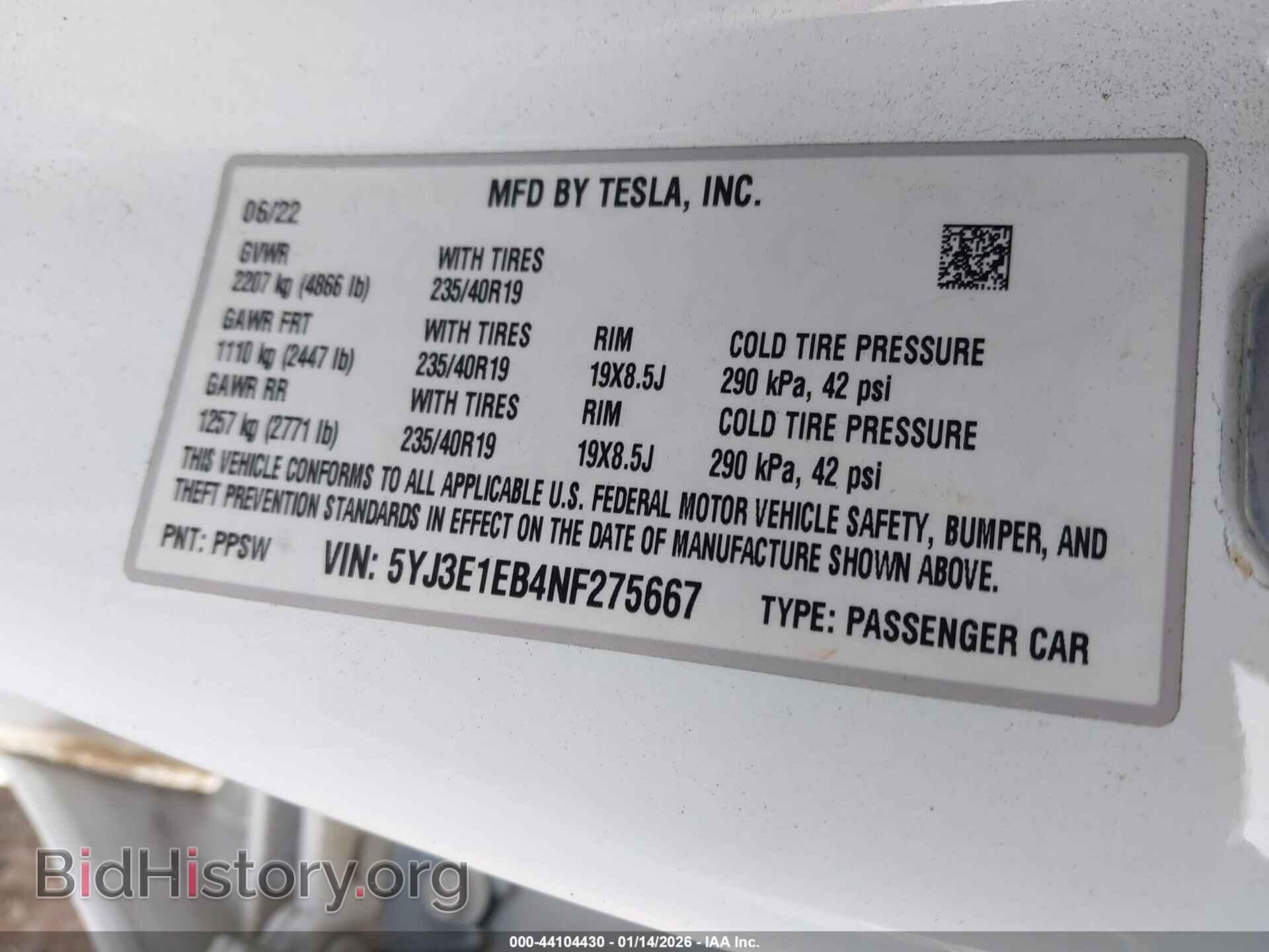 2022 TESLA MODEL 3 - VIN: 5YJ3E1EB4NF275667 - Фото 9
