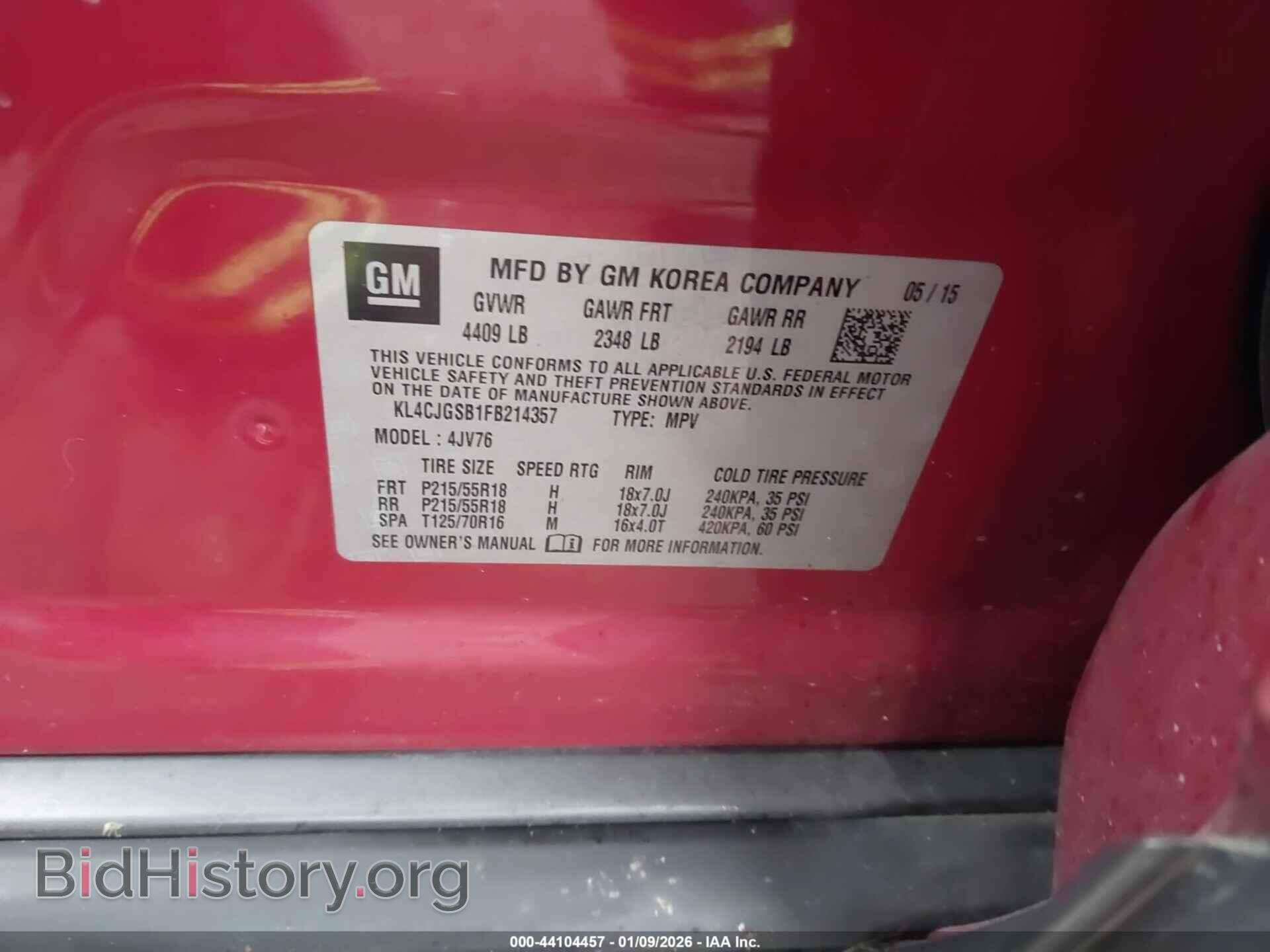 2015 BUICK ENCORE - VIN: KL4CJGSB1FB214357 - Фото 9