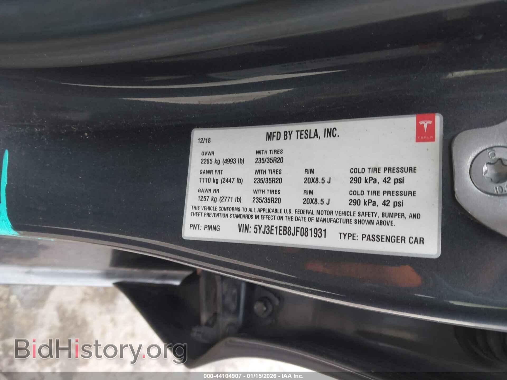 2018 TESLA MODEL 3 - VIN: 5YJ3E1EB8JF081931 - Фото 9
