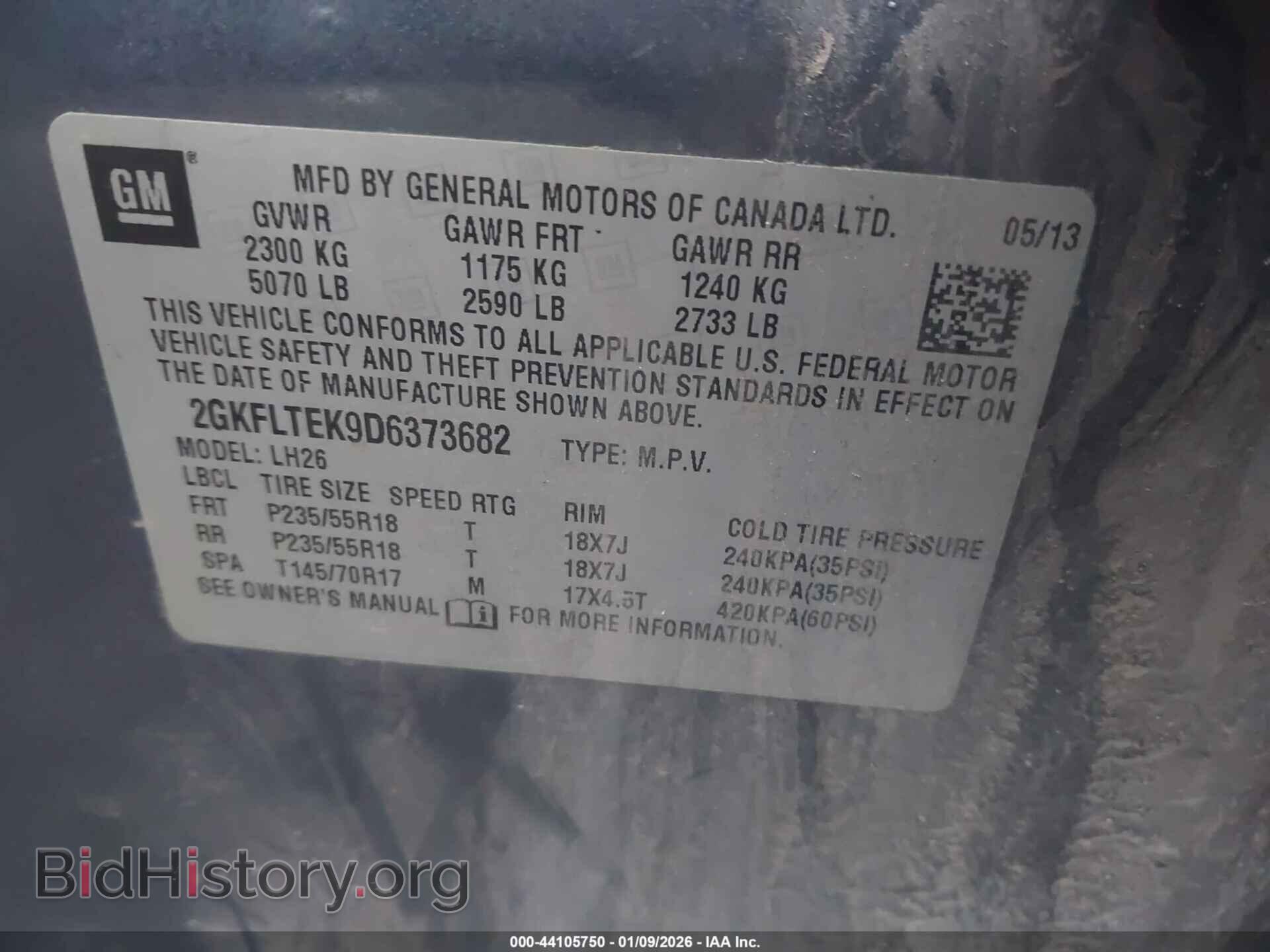2013 GMC TERRAIN - VIN: 2GKFLTEK9D6373682 - Photo 9